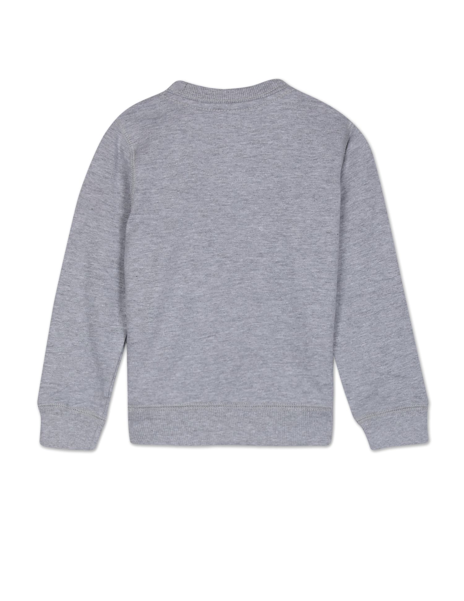 Boys Grey Crew Neck Brand Print Heathered Sweatshirt Grey - U.S. Polo Assn. India | Large