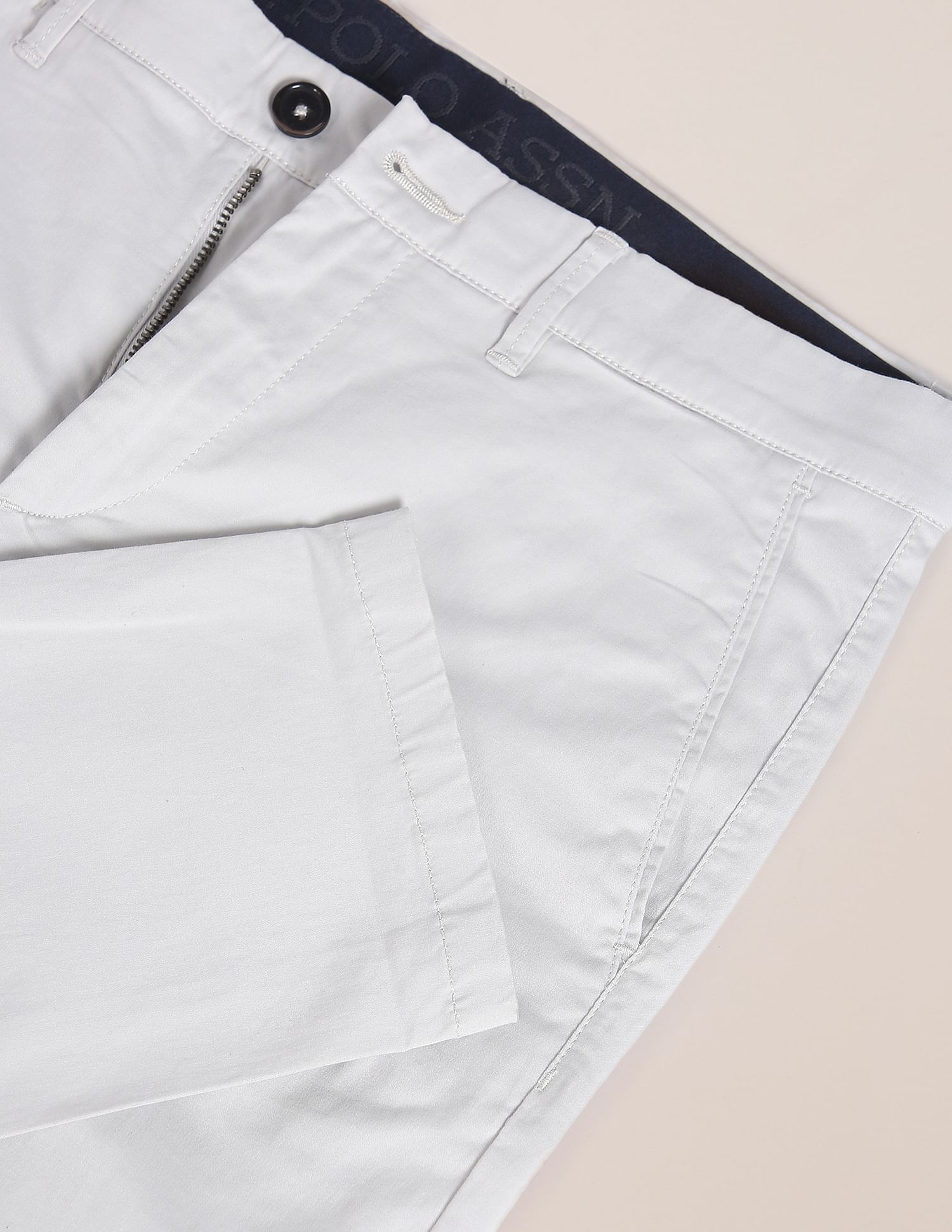 Solid Cotton Stretch Chinos Light Grey - U.S. POLO ASSN. | Large