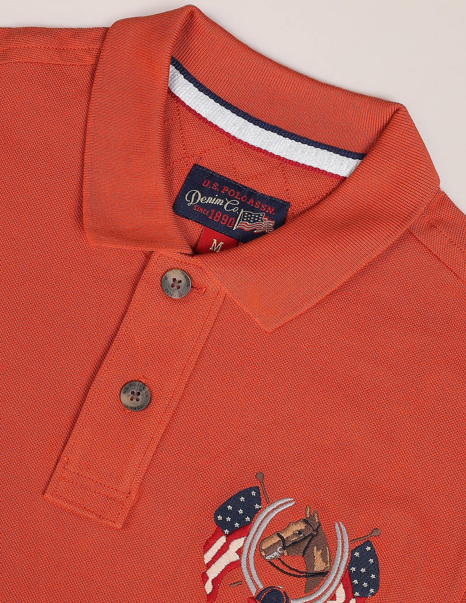 Cotton Solid Polo Shirt Rust - U.S. Polo Assn. India | Large