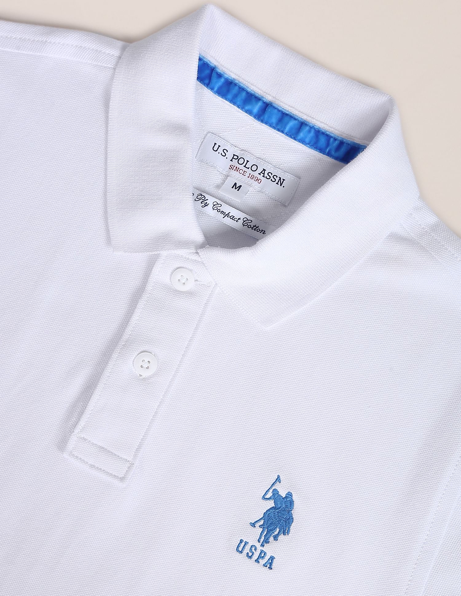 Ribbed Collar Solid Polo Shirt White - U.S. POLO ASSN. | Large