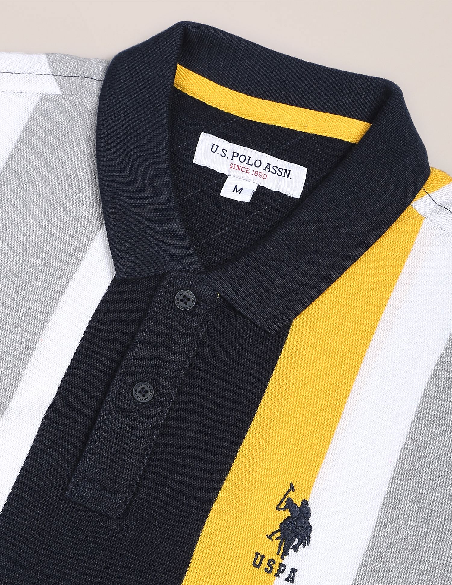 Vertical Stripe Slim Fit Polo Shirt Yellow - U.S. POLO ASSN. | Large