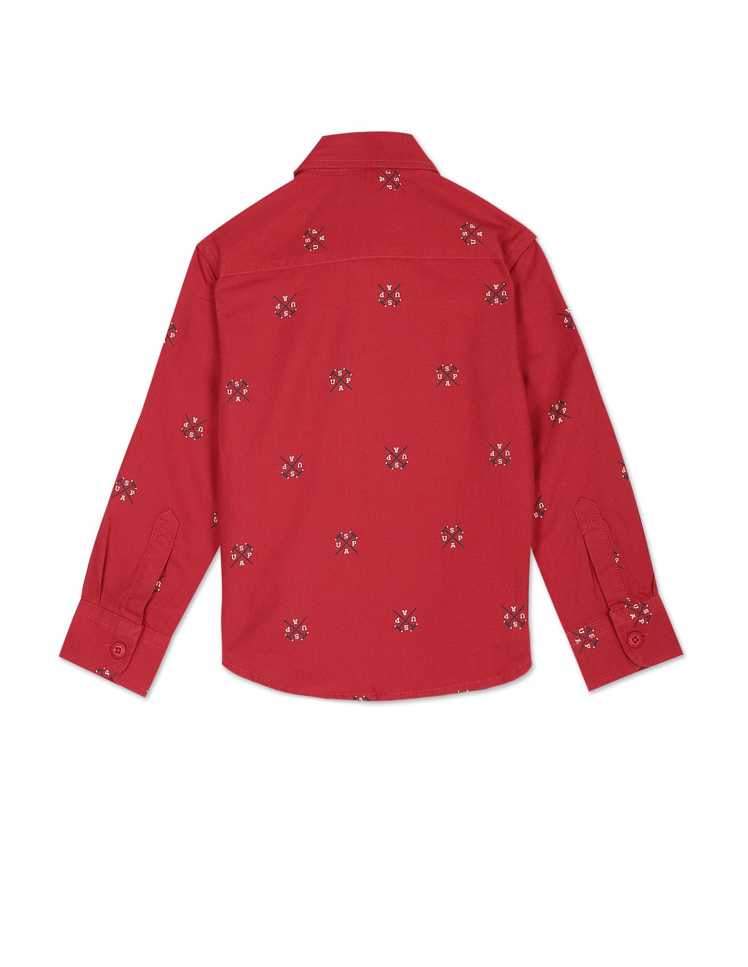 Brand Print Convertible Sleeve Shirt Red - U.S. Polo Assn. India | Large