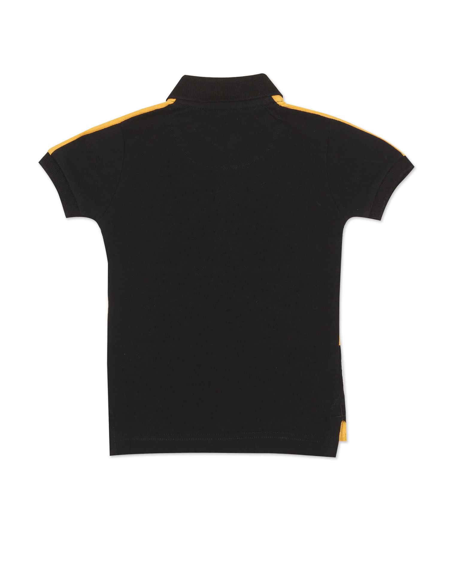 Ribbed Collar Branding Polo Shirt Black - U.S. POLO ASSN. | Large