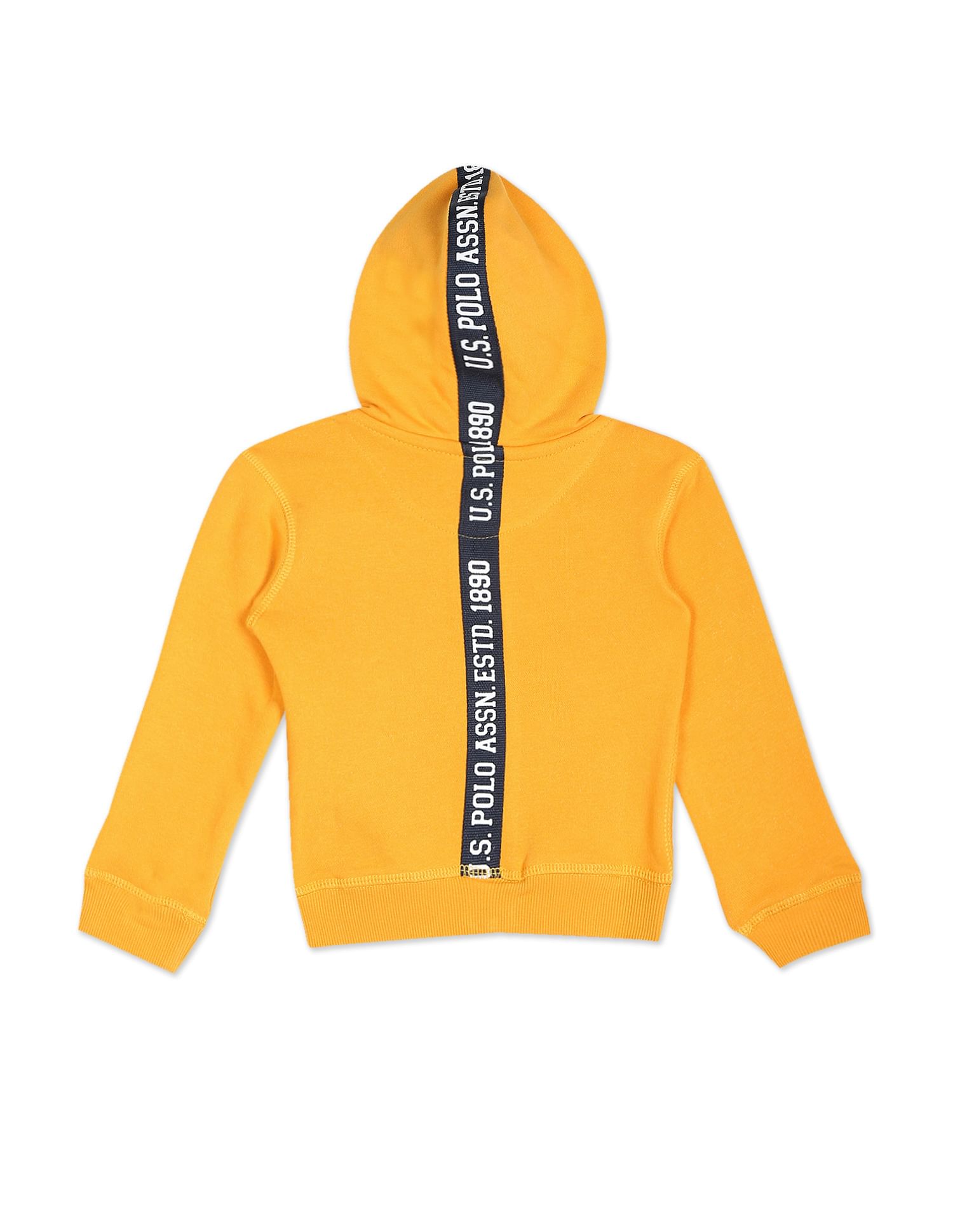 Boys Mustard Hooded Full Zip Brand Taped Sweatshirt Mustard - U.S. POLO ASSN. | Large