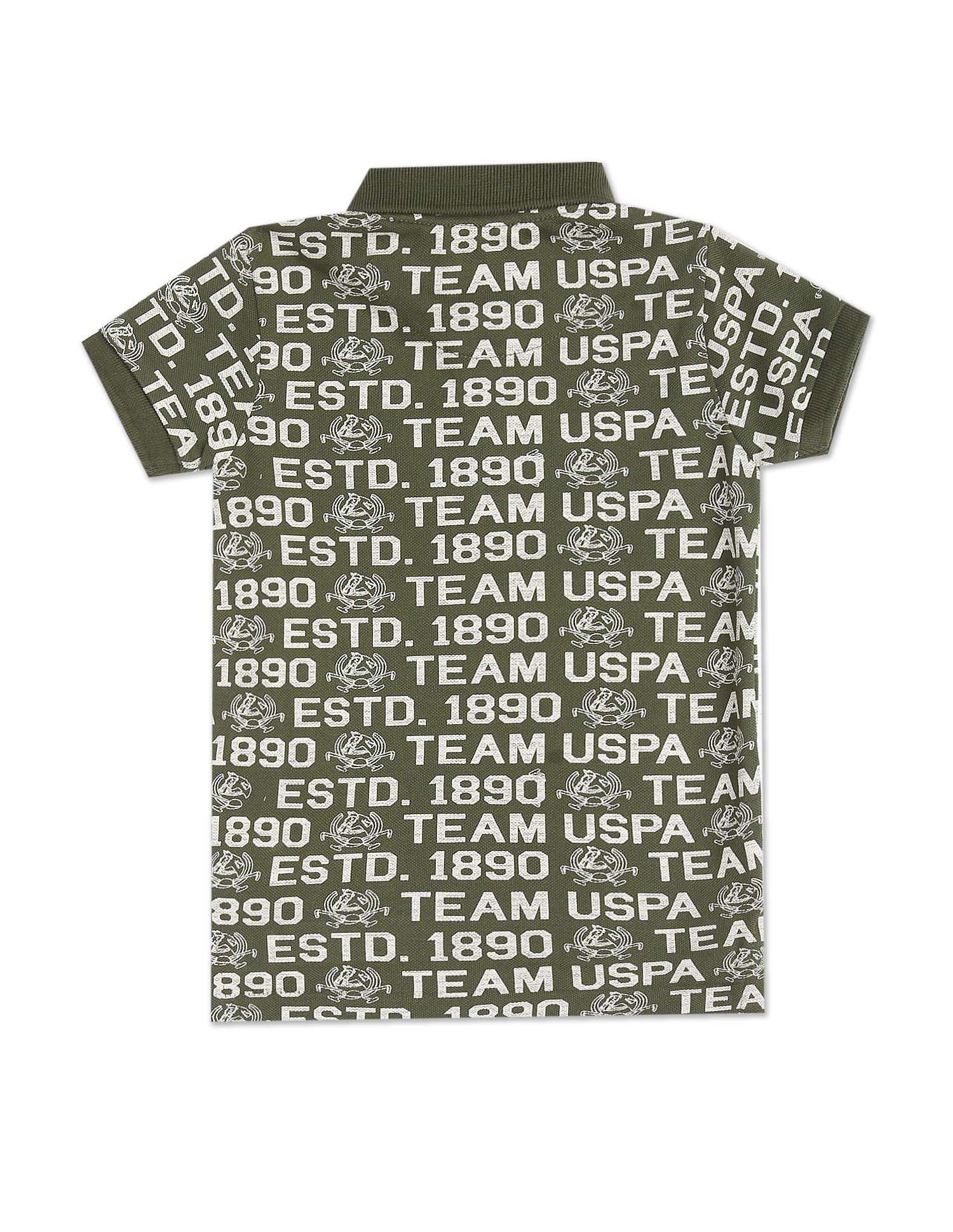 Cotton Brand Print Polo Shirt Dark Green - U.S. Polo Assn. India | Large