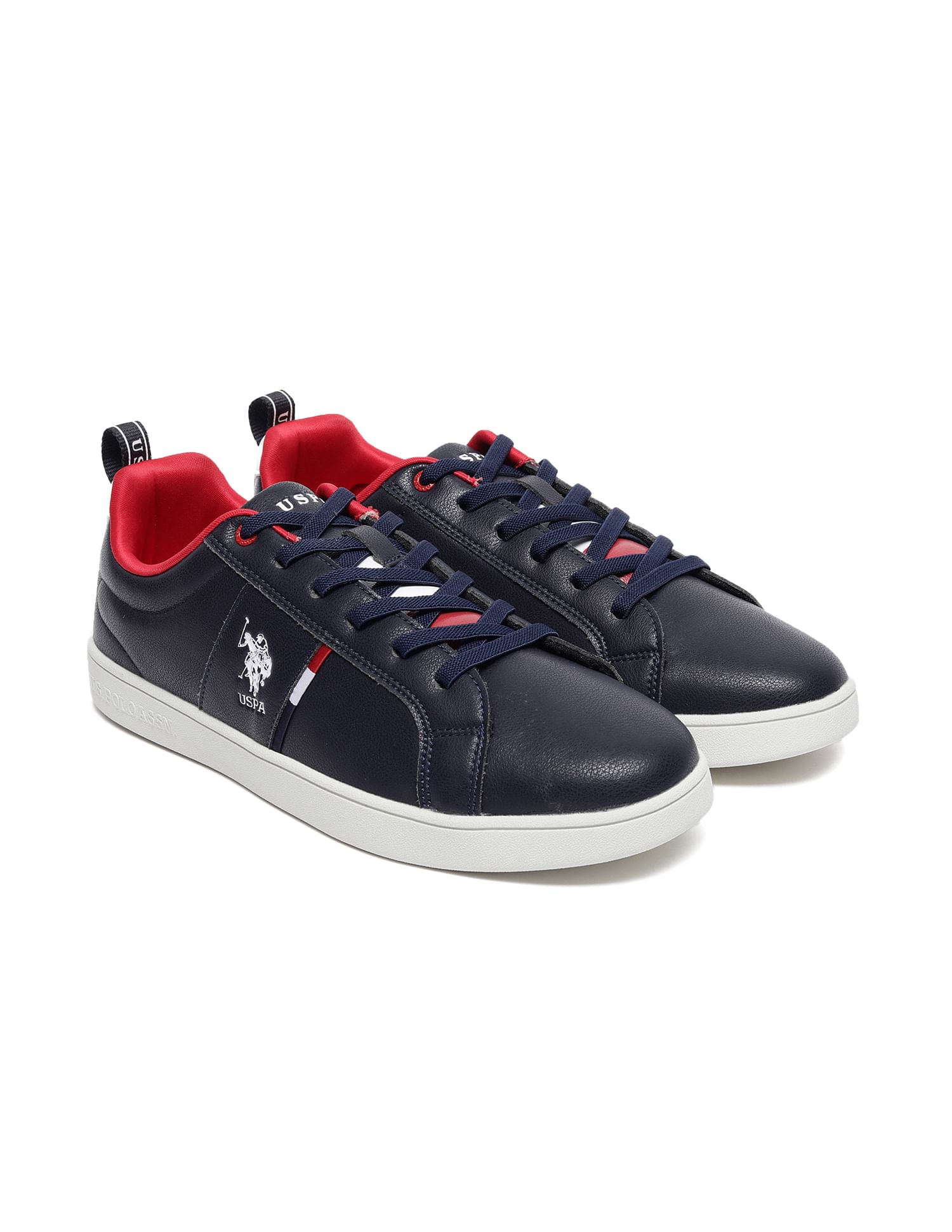 Men Lester Solid Lace Up Sneakers Navy - U.S. Polo Assn. India | Large
