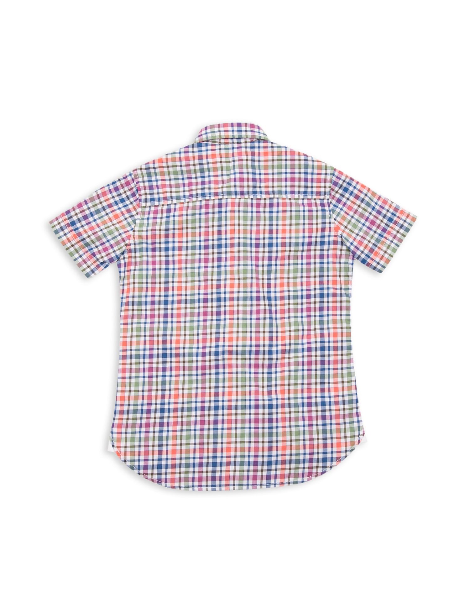 Boys Regular Fit Check Shirt Blue, Green and Orange - U.S. POLO ASSN. | Large