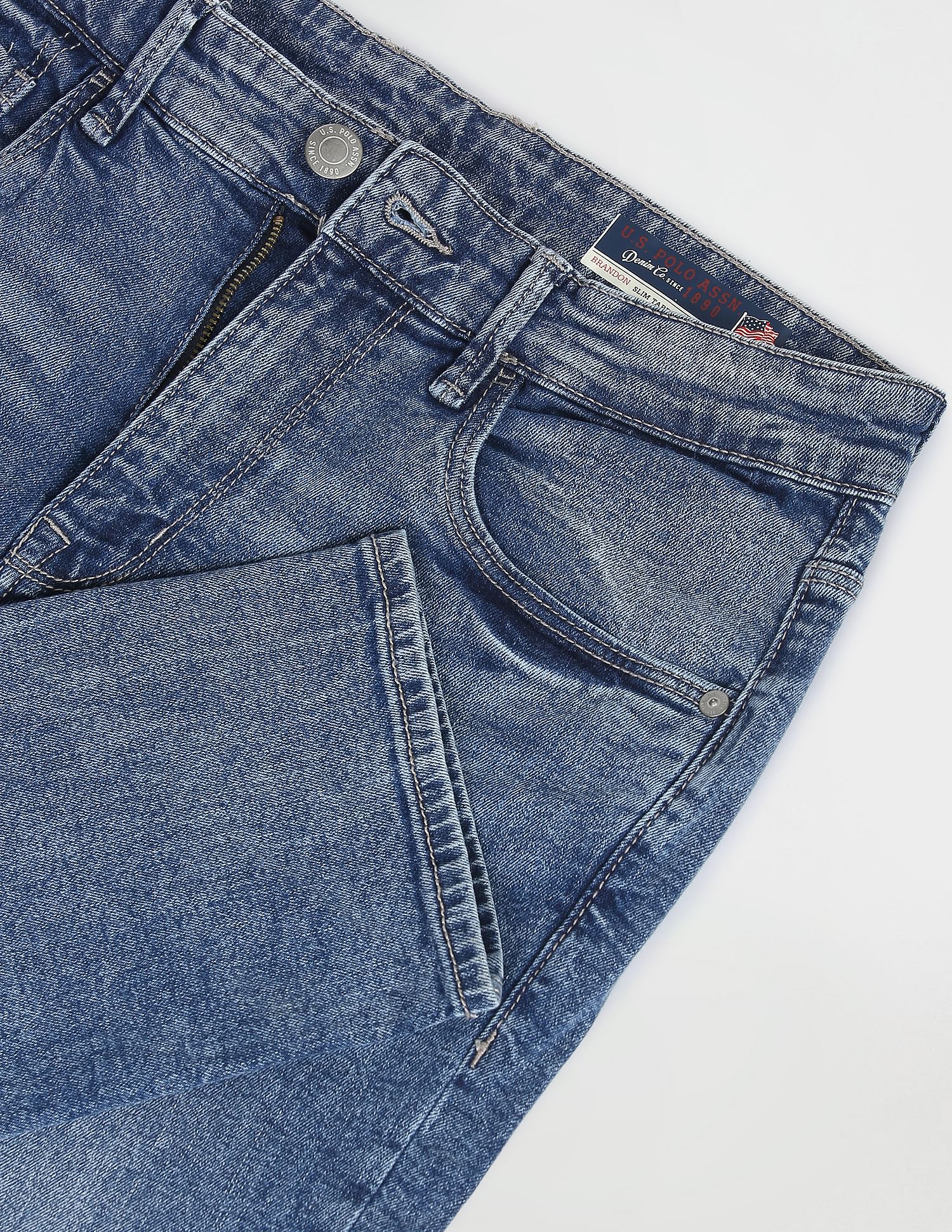 Stone Wash Brandon Slim Tapered Fit Jeans Blue - U.S. Polo Assn. India | Large