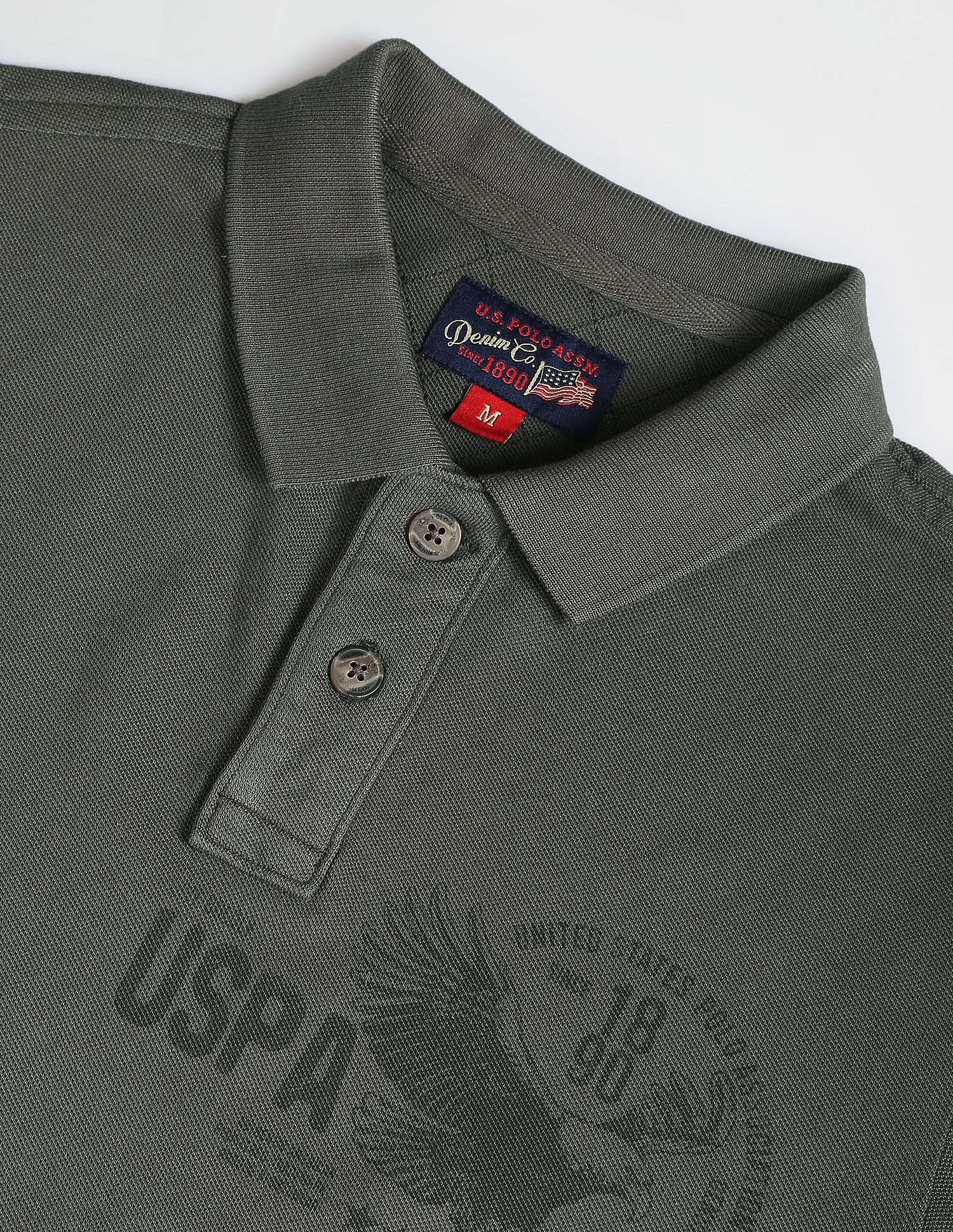 Cotton Brand Print Polo Shirt Olive - U.S. POLO ASSN. | Large
