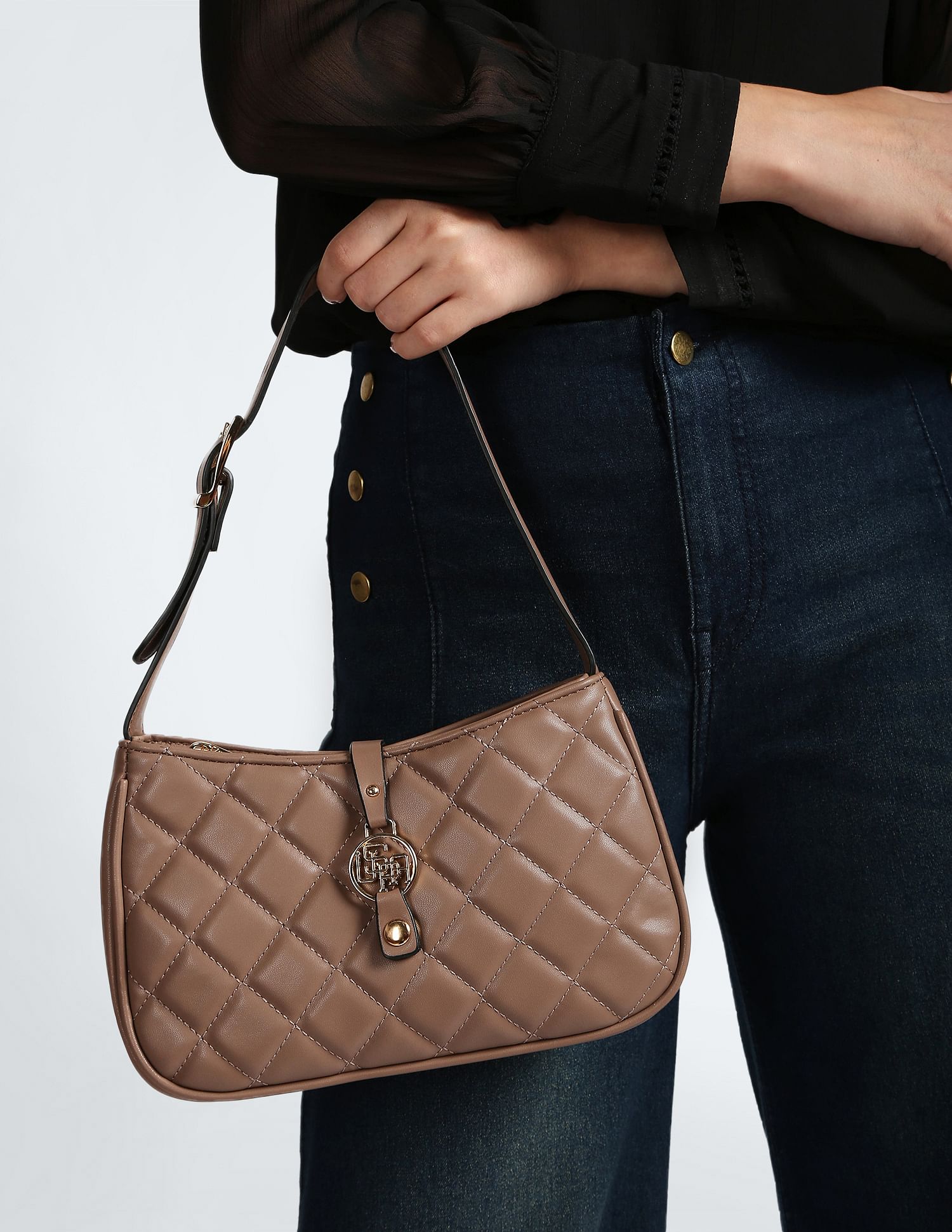 Quilted Monogram Baguette Bag Taupe - U.S. POLO ASSN. | Large