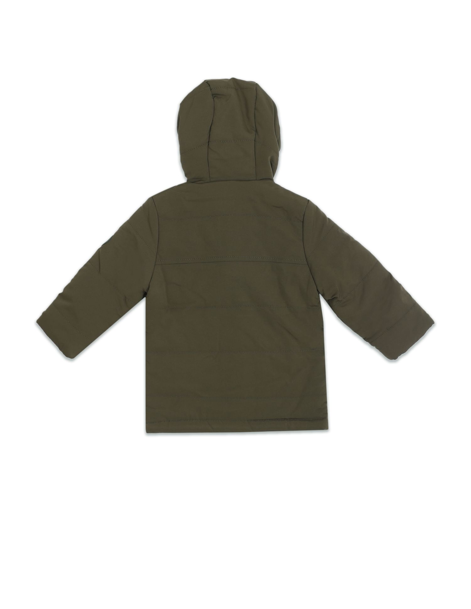 Hooded Solid Polyester Casual Jacket Olive - U.S. Polo Assn. India | Large
