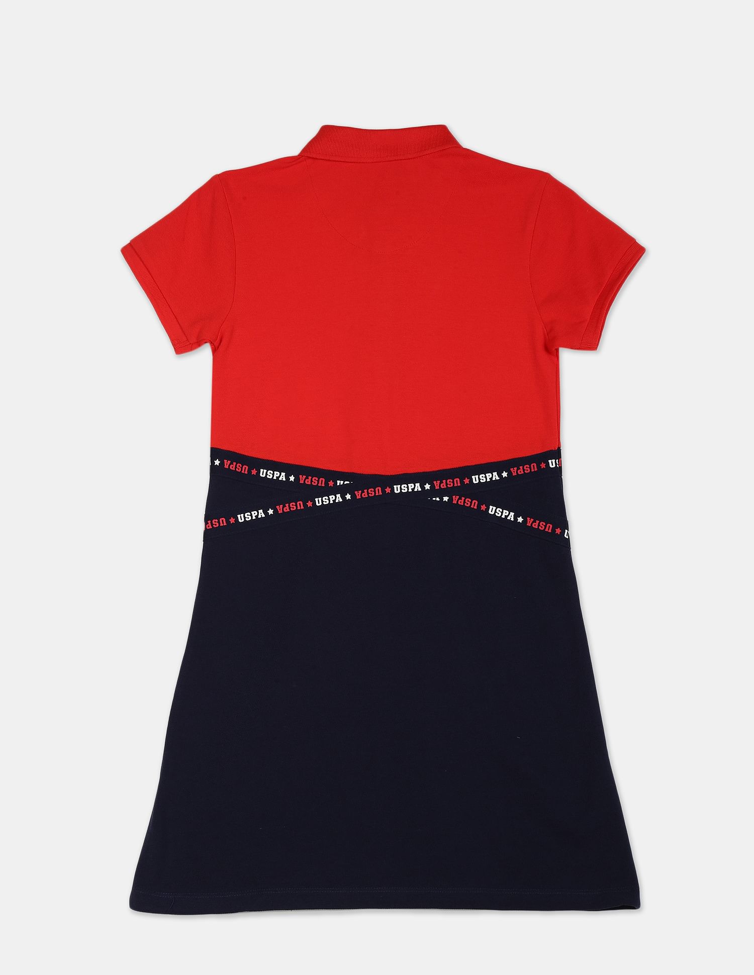 Girls Red And Navy Brand Tape Colour Block T-Shirt Dress Red and Navy - U.S. POLO ASSN. | Large