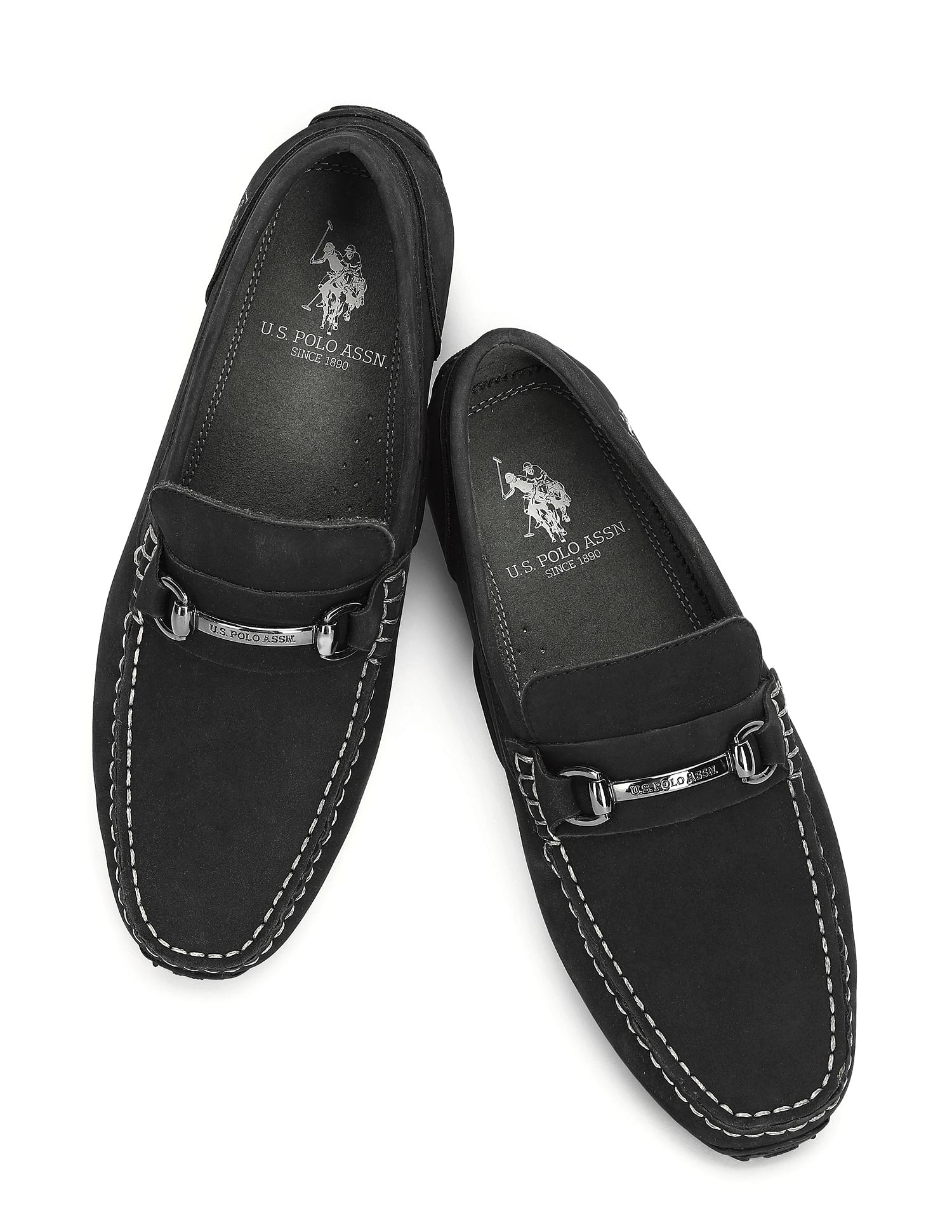 Men Metallic Logo Leather Hebbar 3.0 Loafers Black - U.S. Polo Assn. India | Large