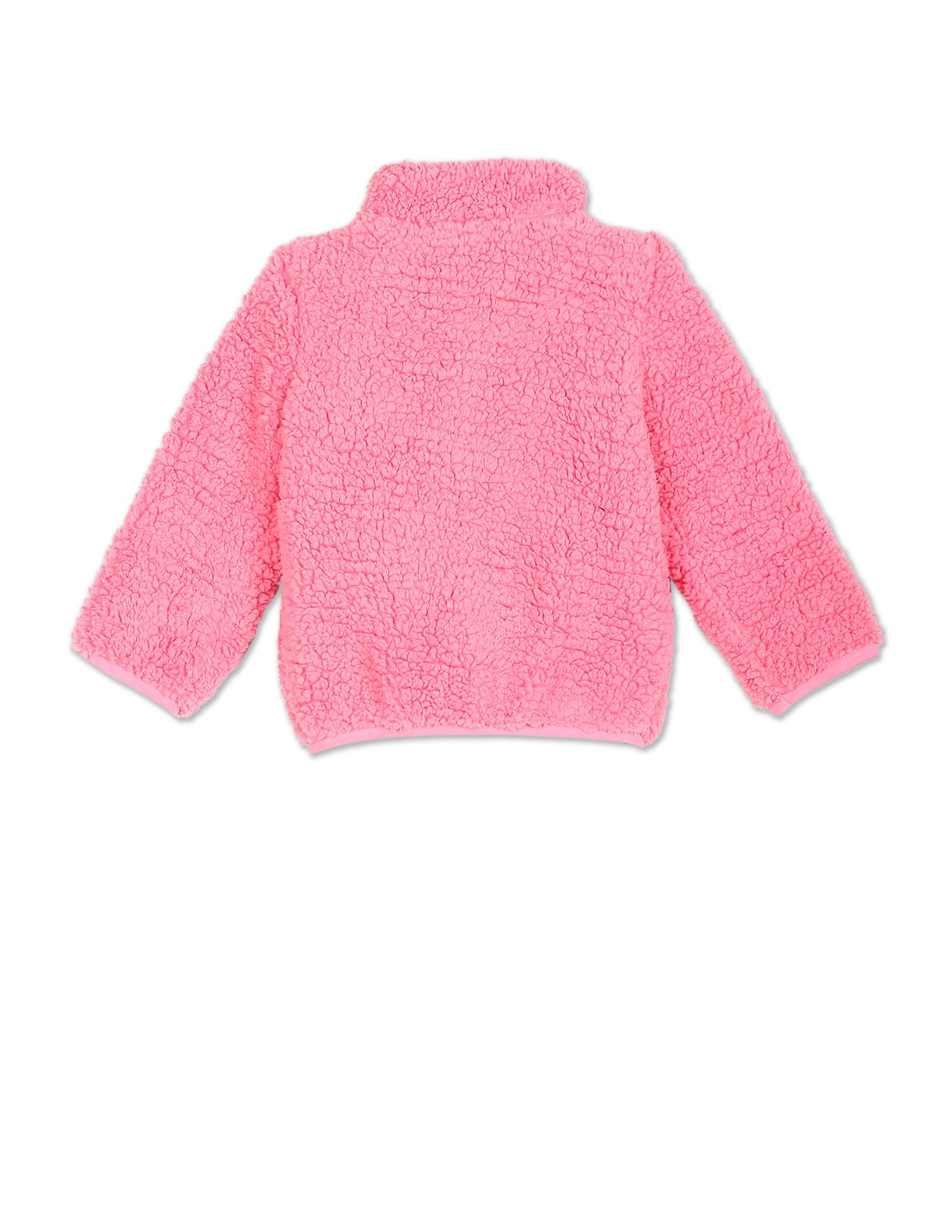 Stand Collar Solid Sherpa Jacket Pink - U.S. POLO ASSN. | Large