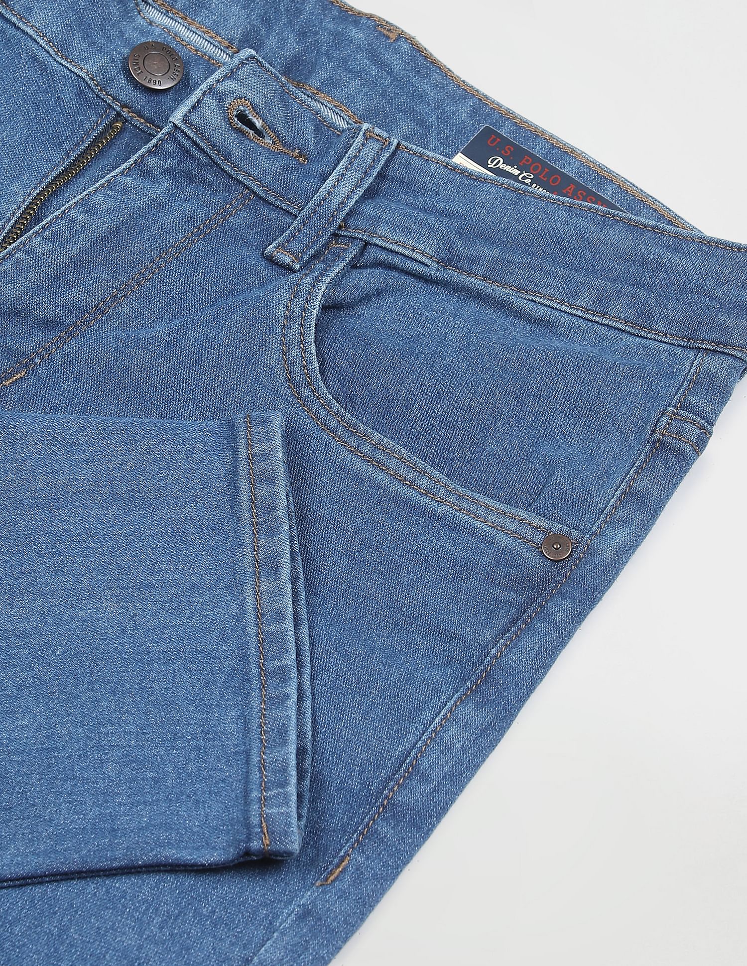 Mid Rise Rinsed Brandon Slim Tapered Fit Jeans Blue - U.S. POLO ASSN. | Large