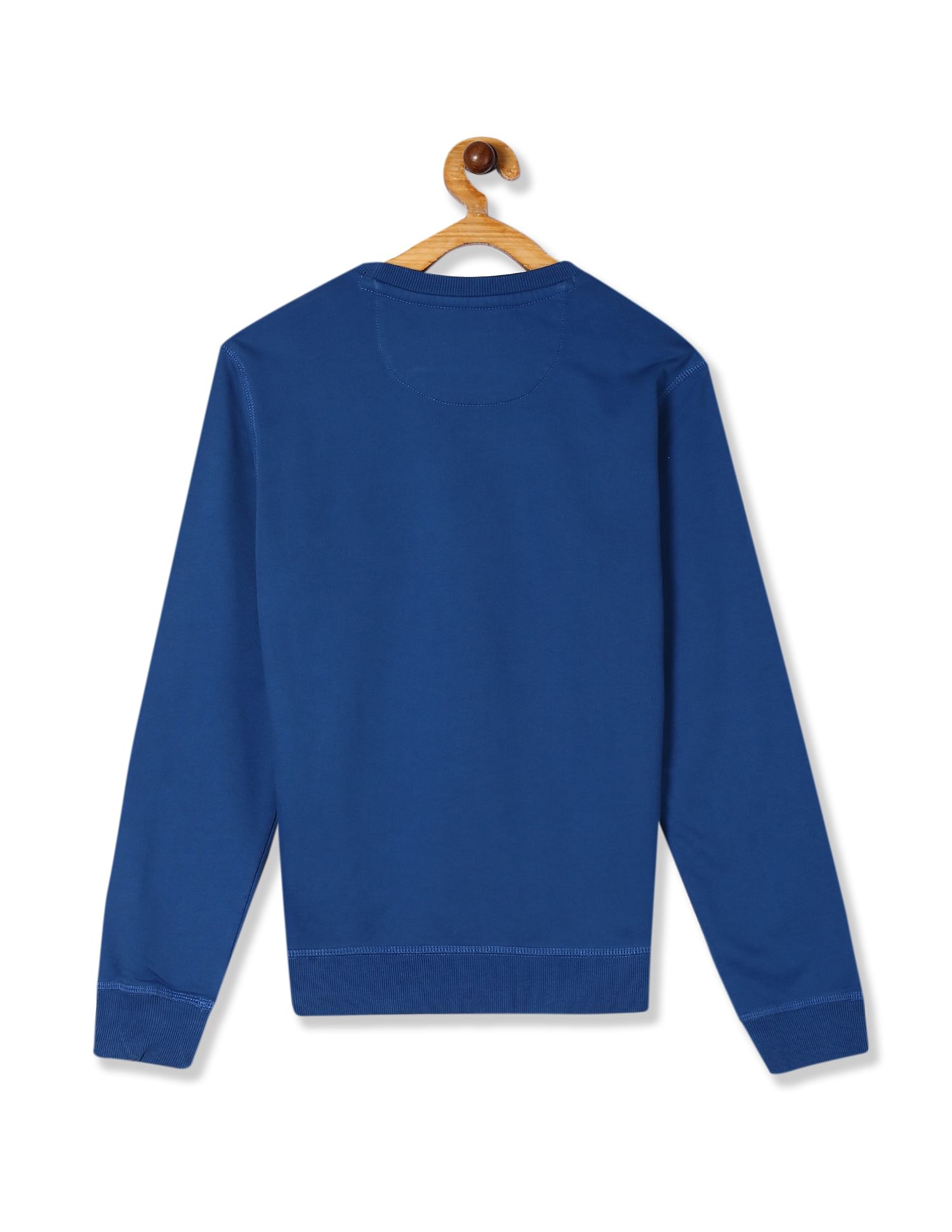 Crew Neck Printed Sweatshirt Blue - U.S. POLO ASSN. | Large