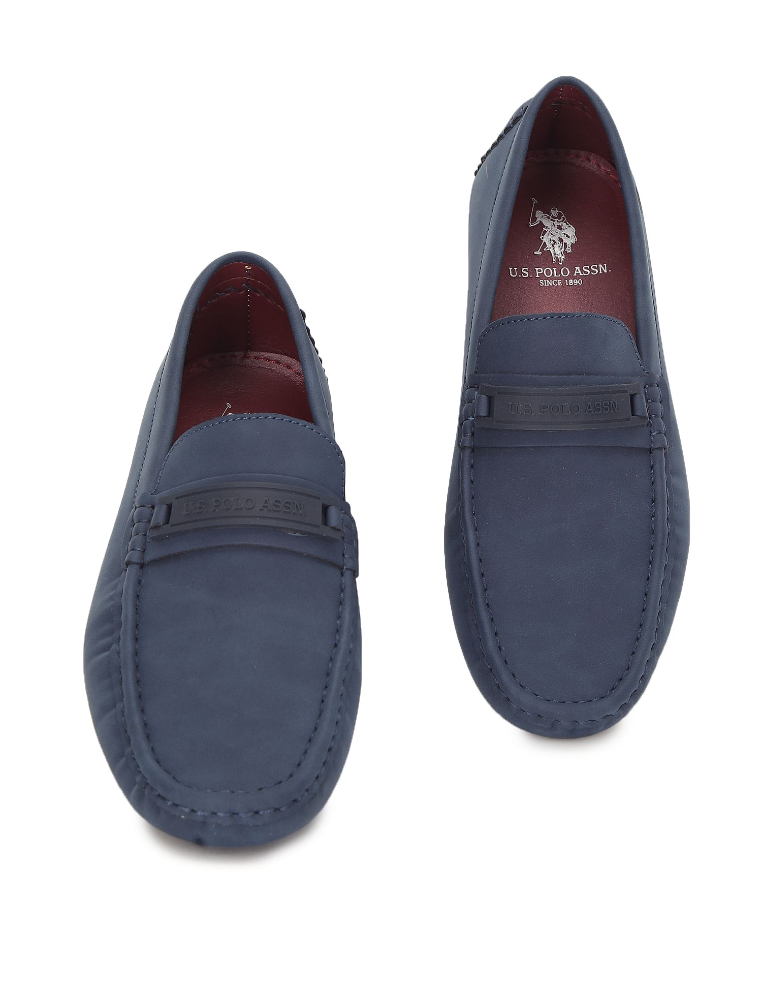 Men Round Toe Textured Scott Shoes Navy - U.S. POLO ASSN. | Large