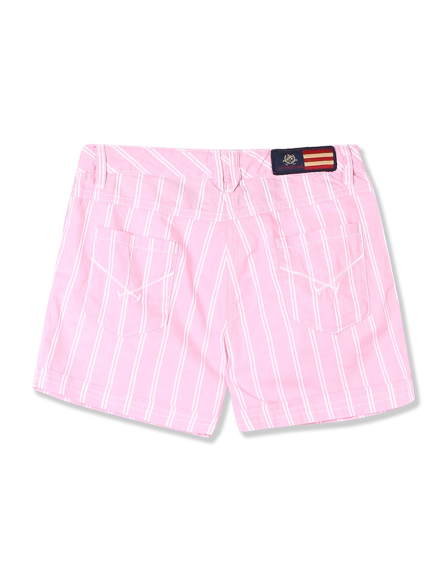 Girls Striped Woven Shorts Light Pink - U.S. POLO ASSN. | Large