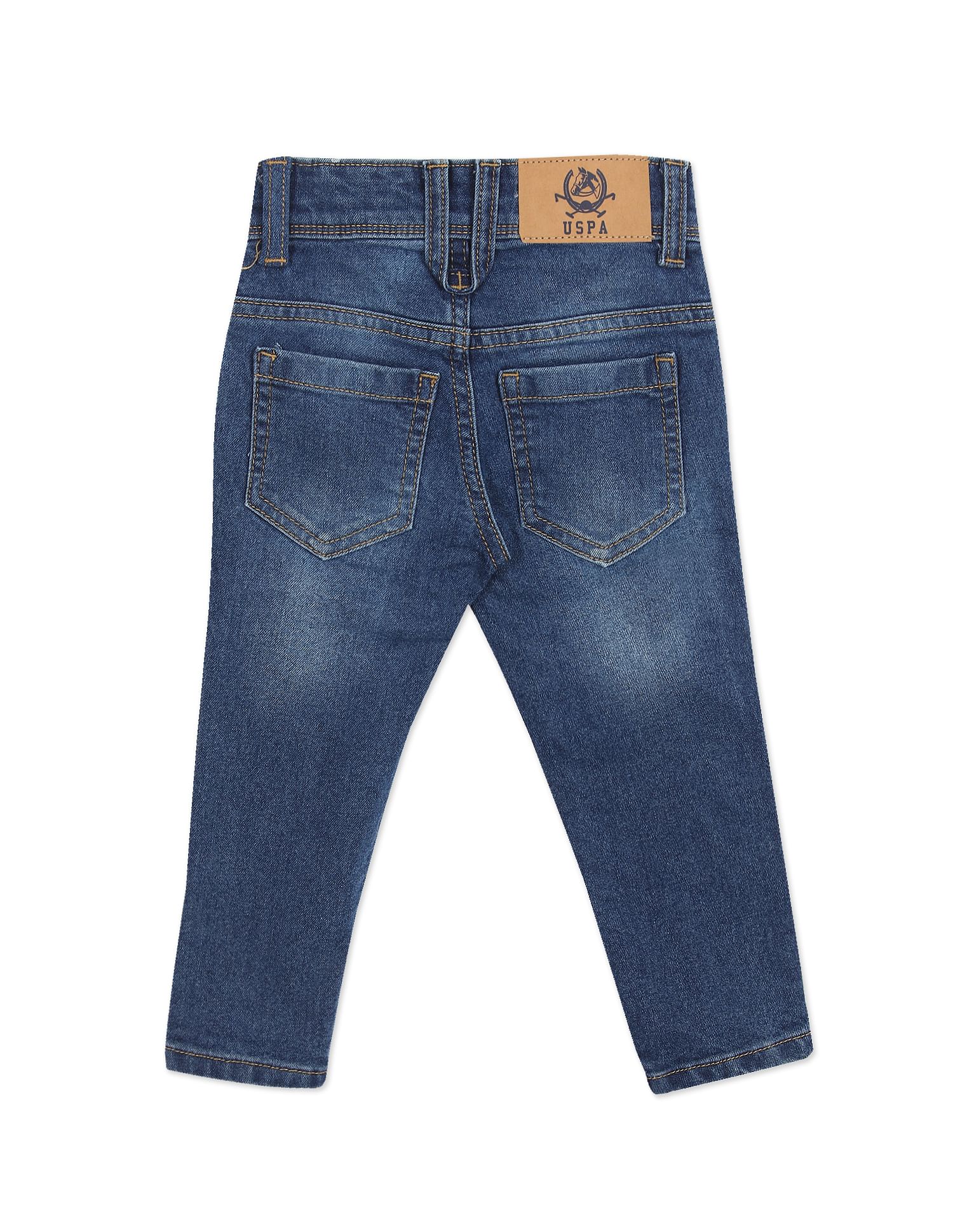 Boys Dark Blue Skinny Fit Stone Wash Jeans Dark Blue - U.S. Polo Assn. India | Large
