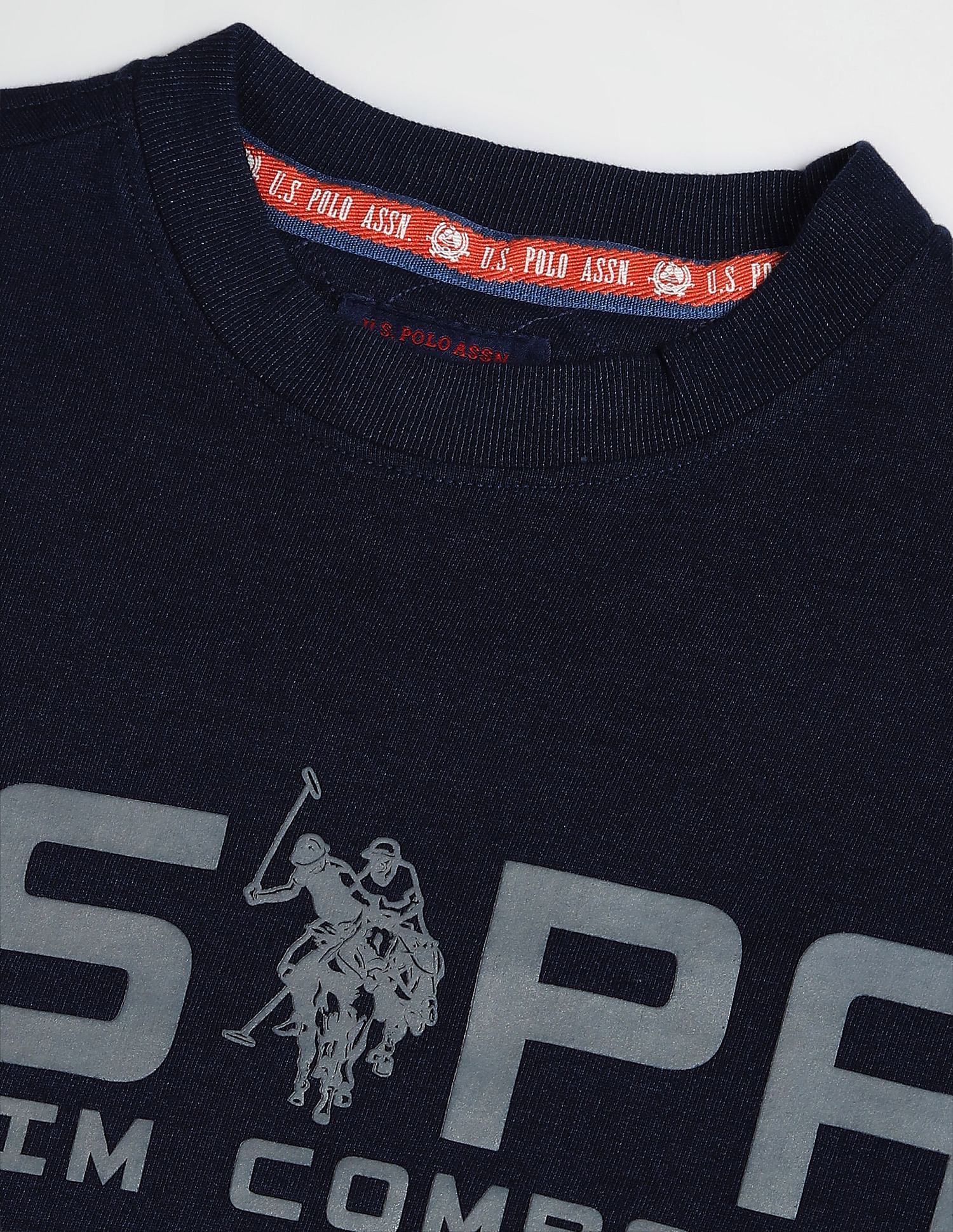 Brand Print Pure Cotton Sweatshirt Navy - U.S. POLO ASSN. | Large