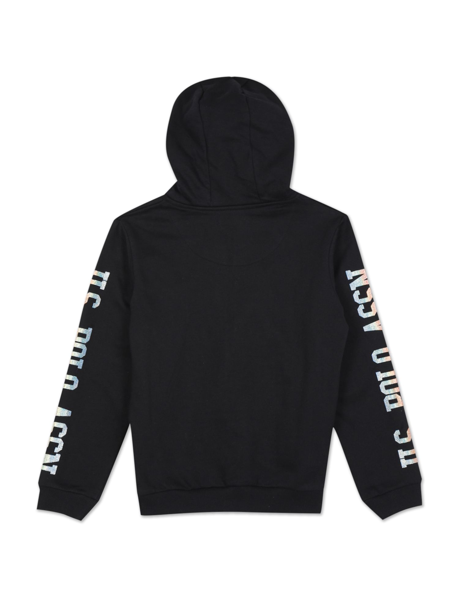 Glitter Logo Hooded Sweatshirt Black - U.S. POLO ASSN. | Large