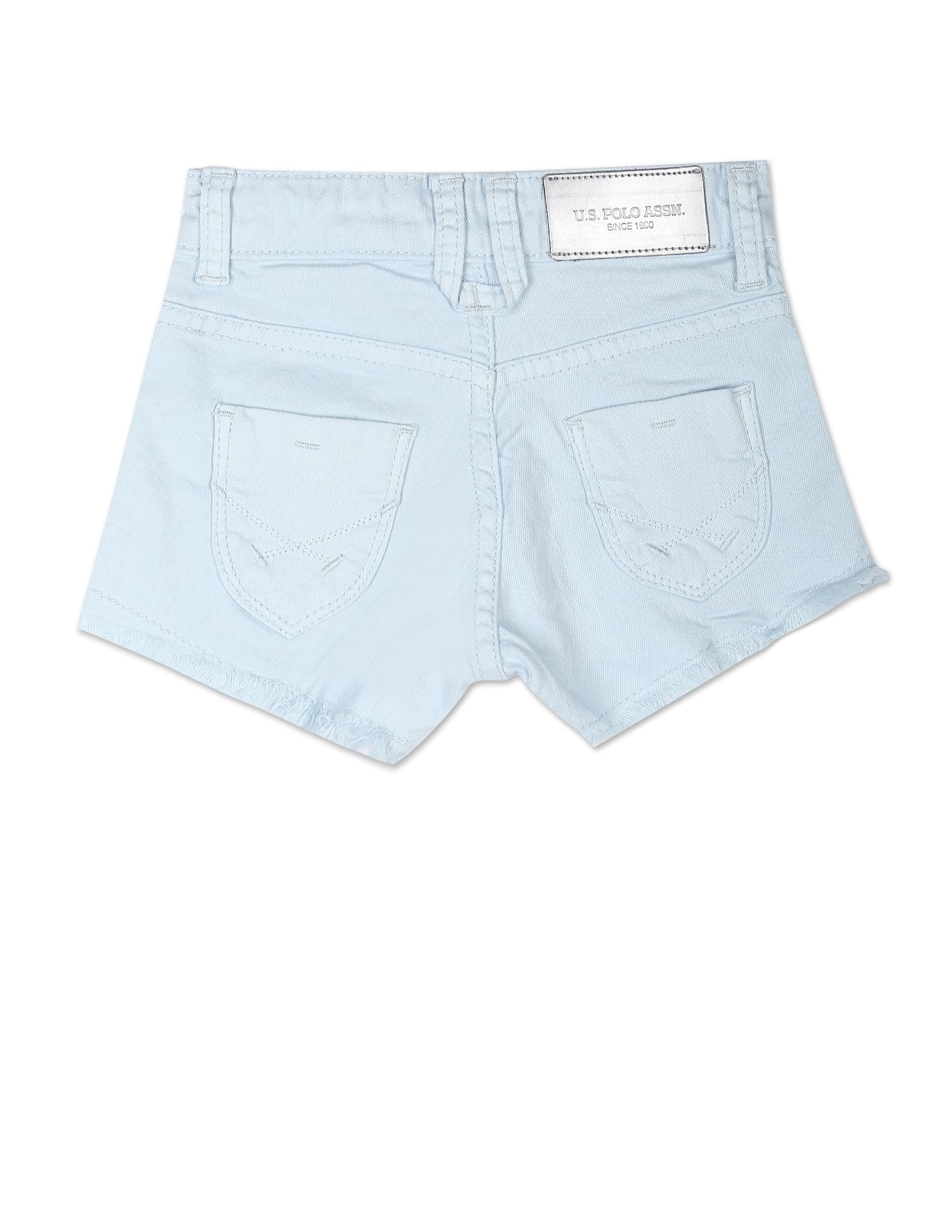 Unfinished Hem Dyed Shorts Light Blue - U.S. Polo Assn. India | Large