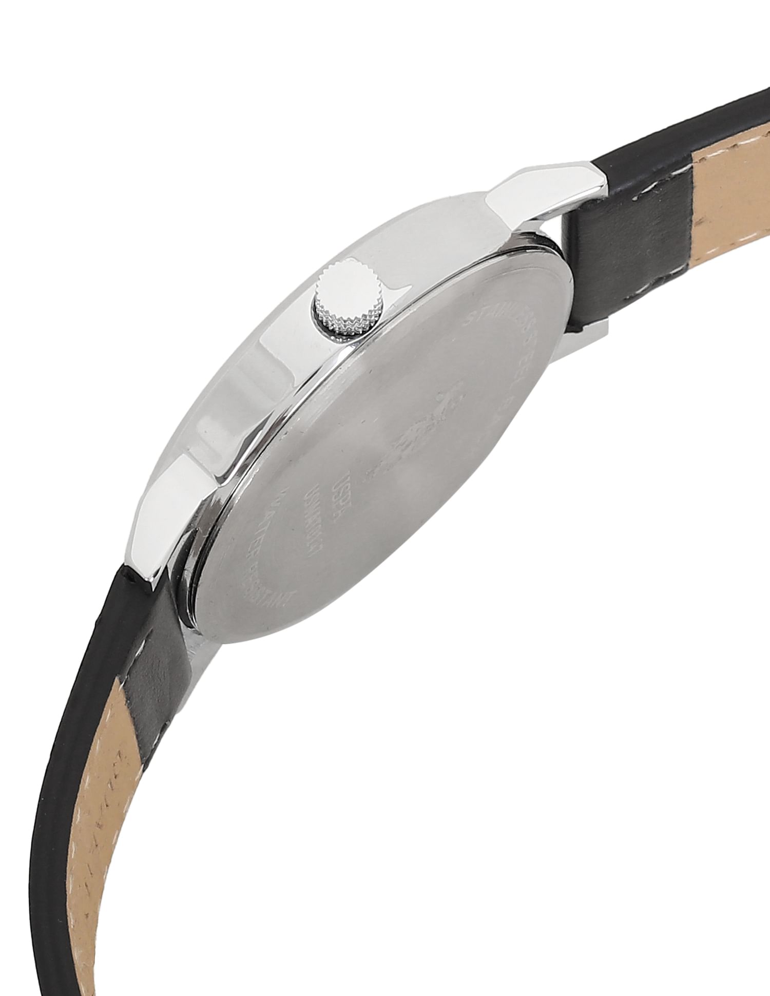 Leather Strap Analog Watch Black - U.S. POLO ASSN. | Large