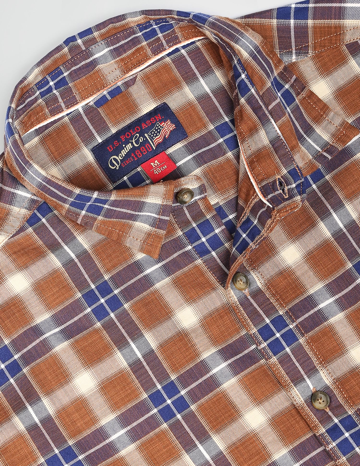 Outdoor Check Twill Shirt Brown - U.S. Polo Assn. India | Large