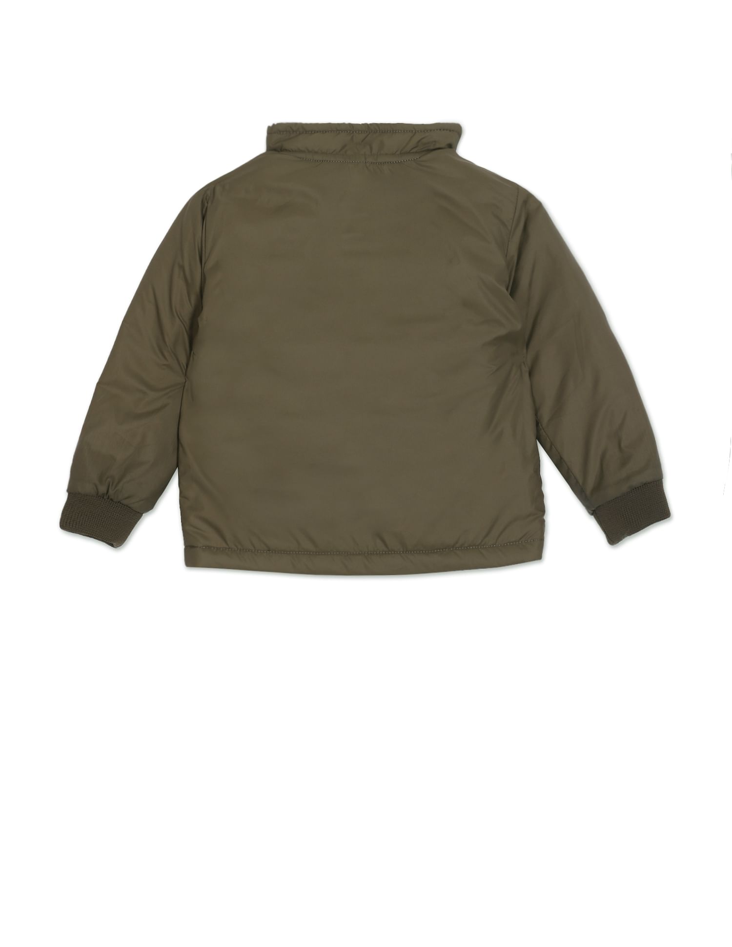 High Neck Solid Polyester Padded Jacket Olive - U.S. POLO ASSN. | Large