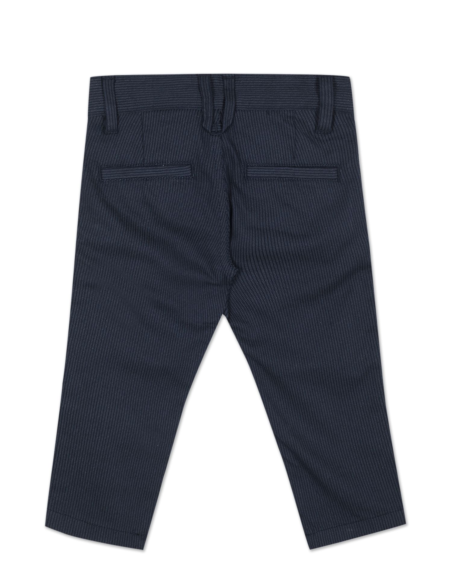 Boys Navy Mid Rise Striped Casual Trousers Navy - U.S. POLO ASSN. | Large