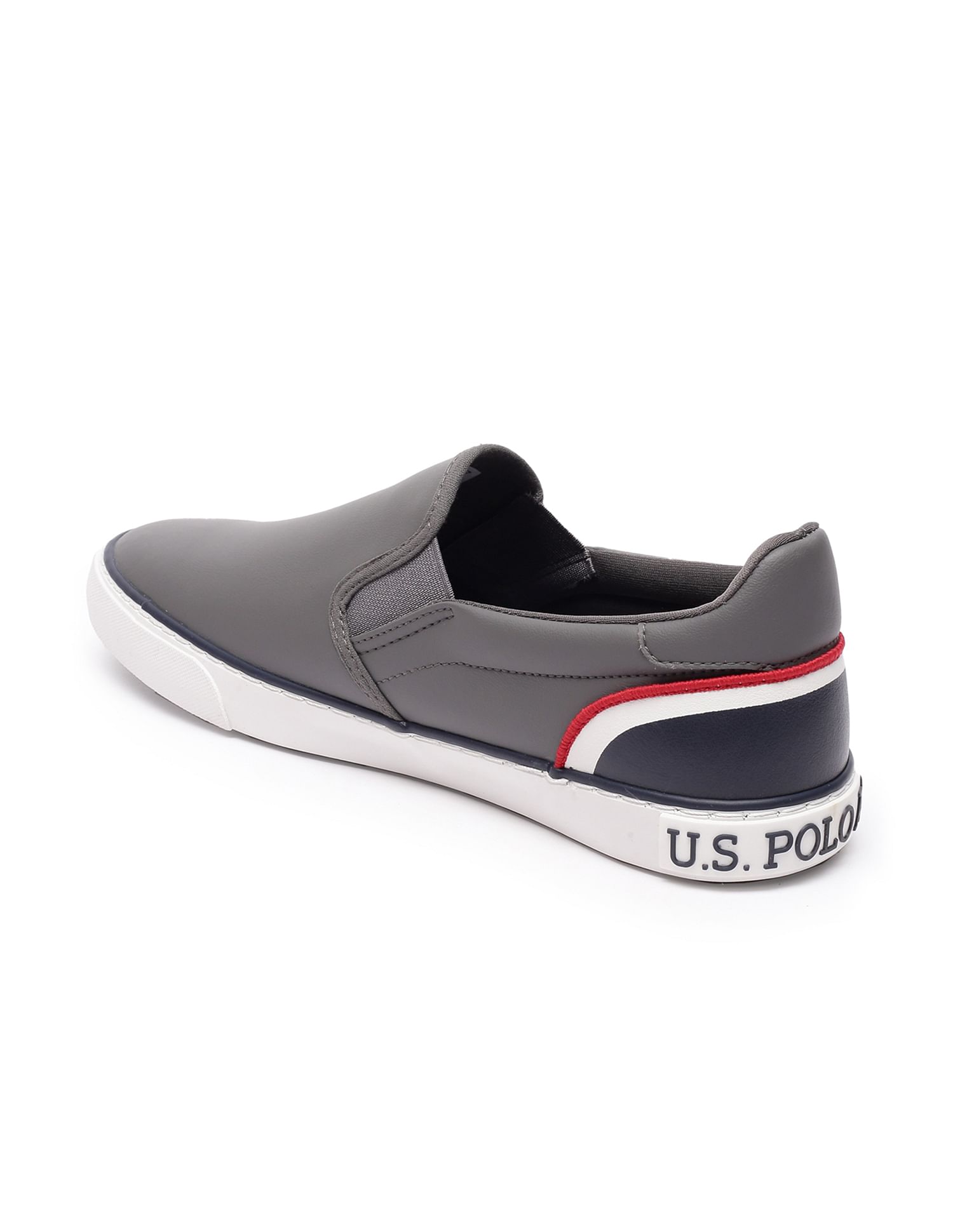 Men Round Toe Solid Timeo Slip On Sneakers Grey - U.S. Polo Assn. India | Large