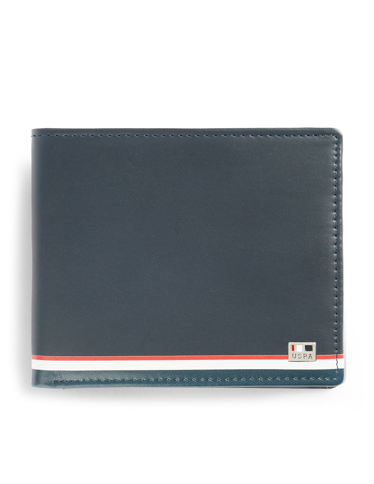 Bi-Fold Taping Solid Wallet Navy - U.S. POLO ASSN. | Large