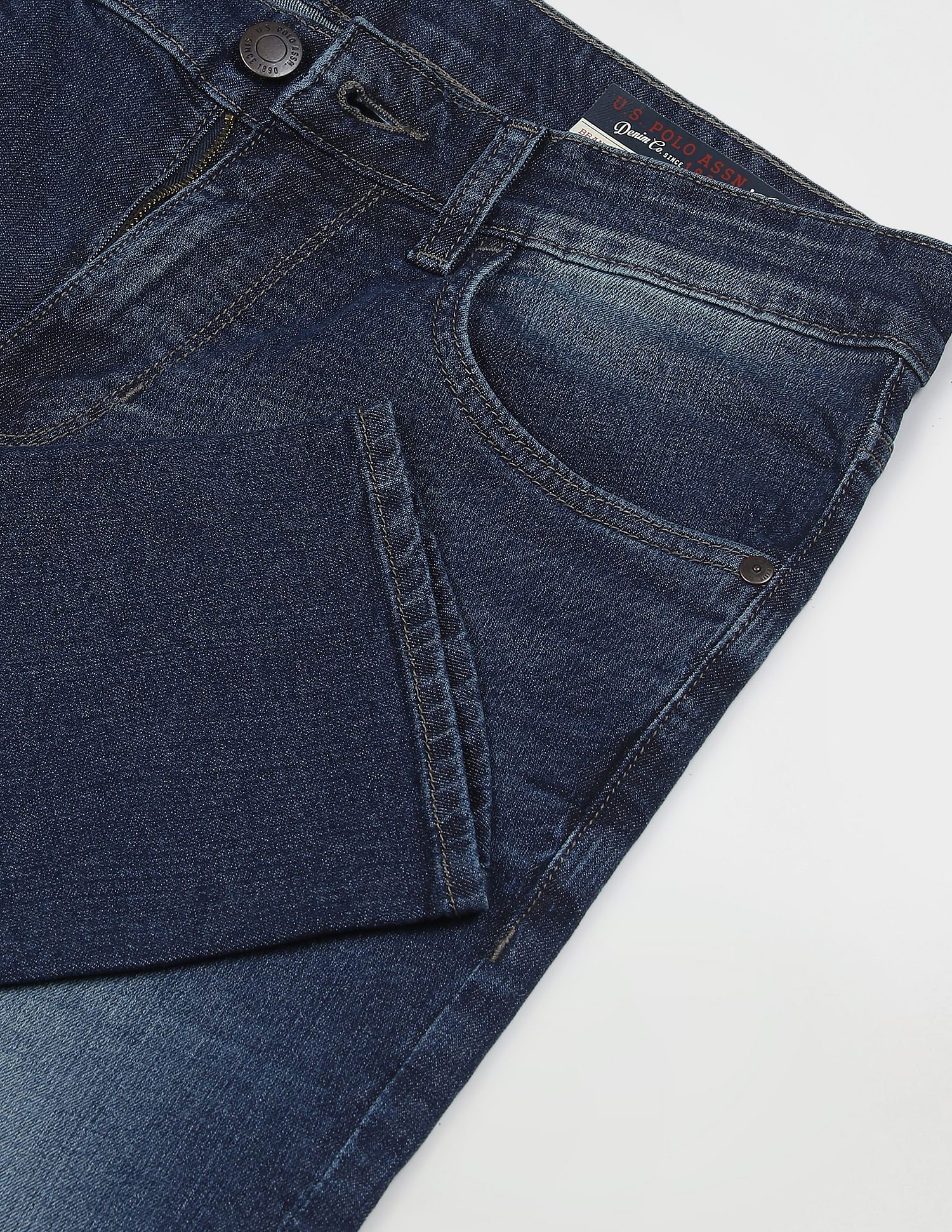 Stone Wash Brandon Slim Tapered Fit Jeans Dark Blue - U.S. POLO ASSN. | Large