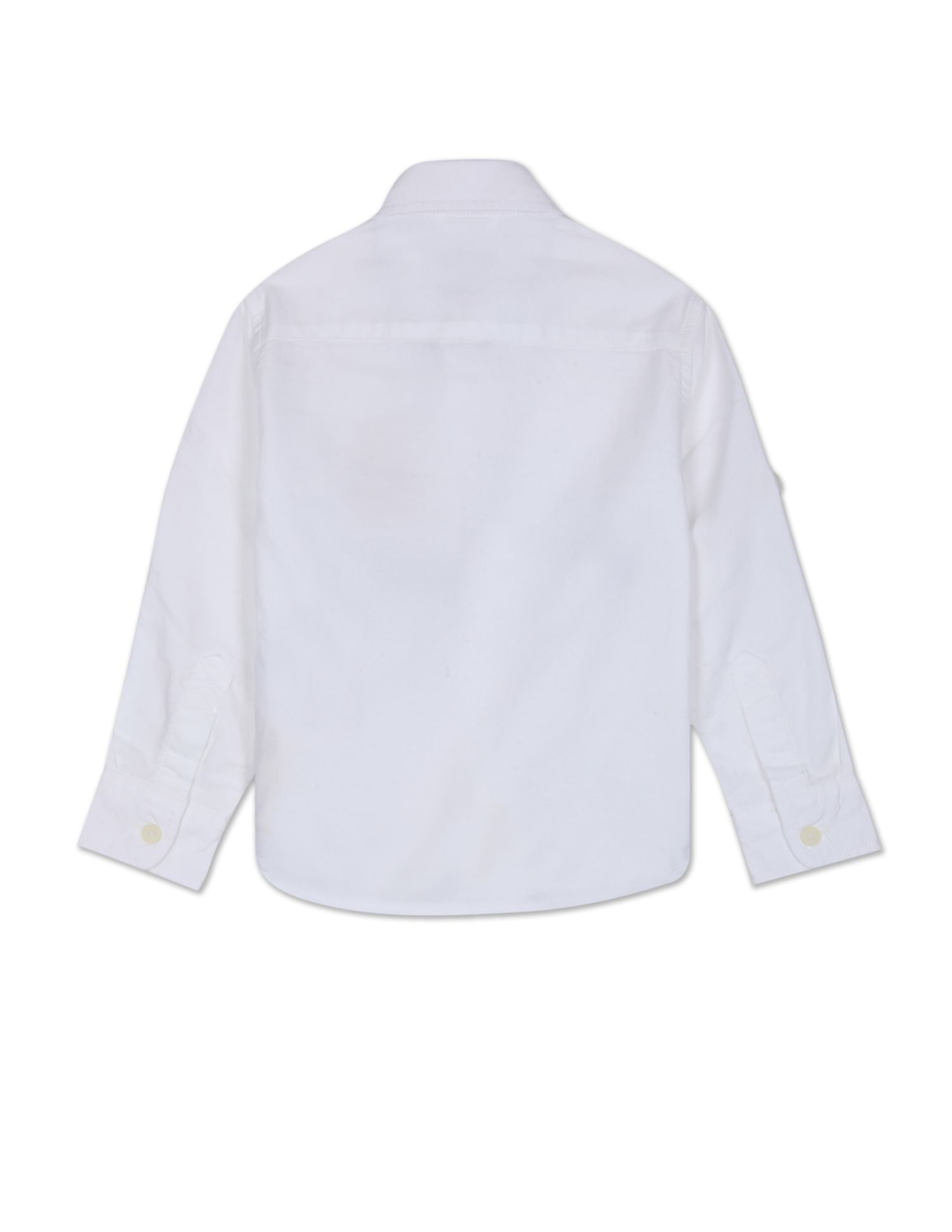 Boys White Button Down Collar Brand Embroidered Cotton Shirt U.S