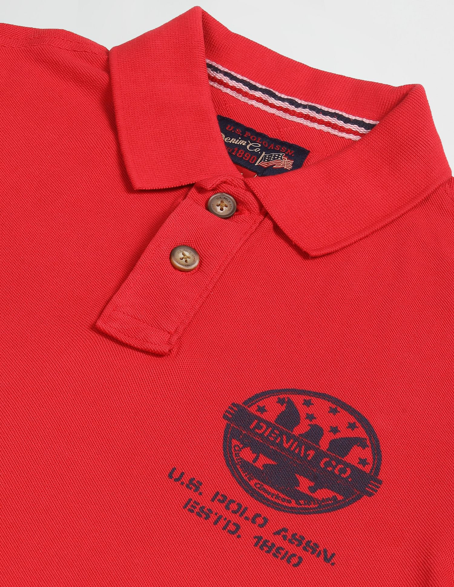 Cotton Brand Print Polo Shirt Red - U.S. Polo Assn. India | Large