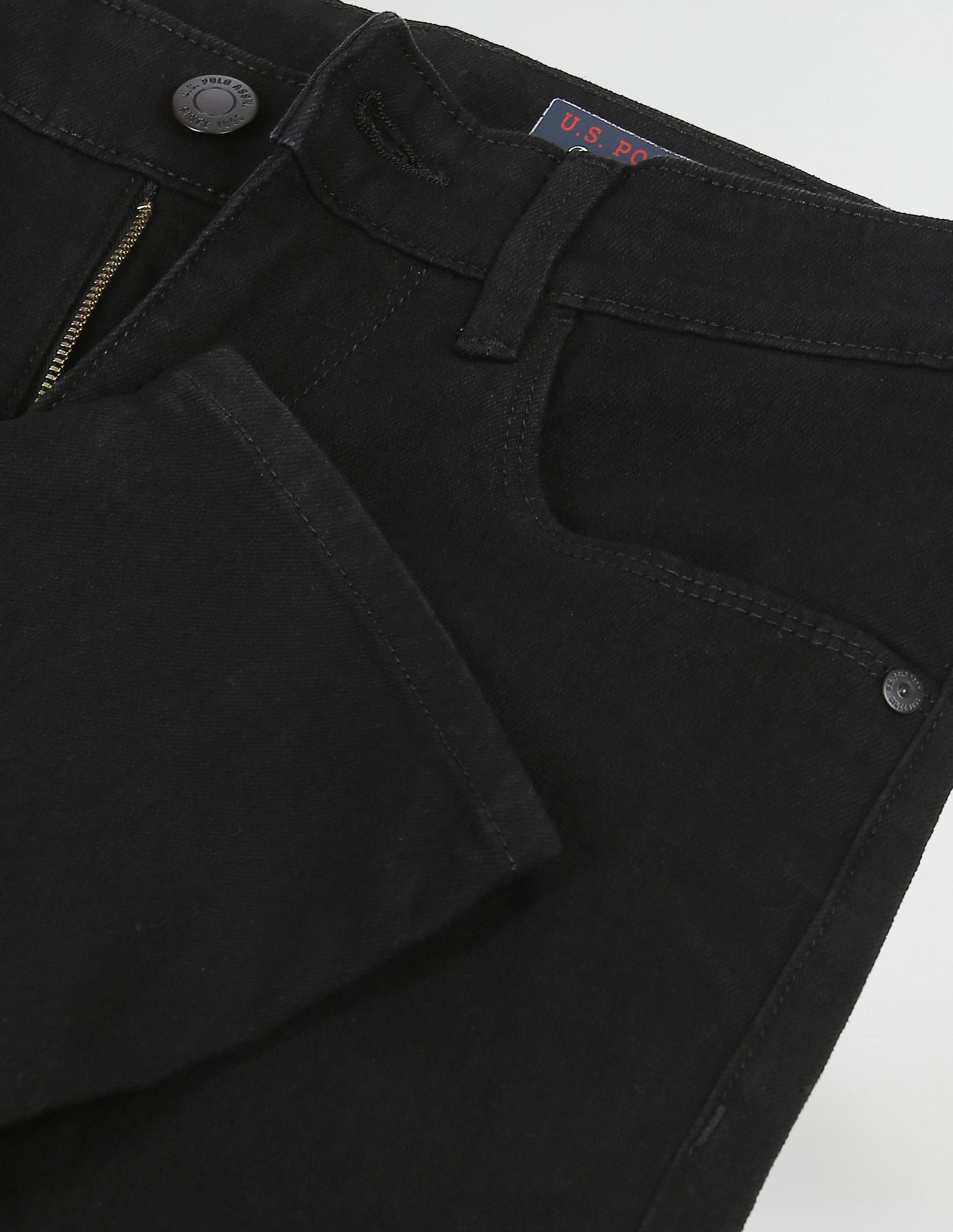 Men Black Mid Rise Brandon Slim Tapered Jeans Black - U.S. Polo Assn. India | Large