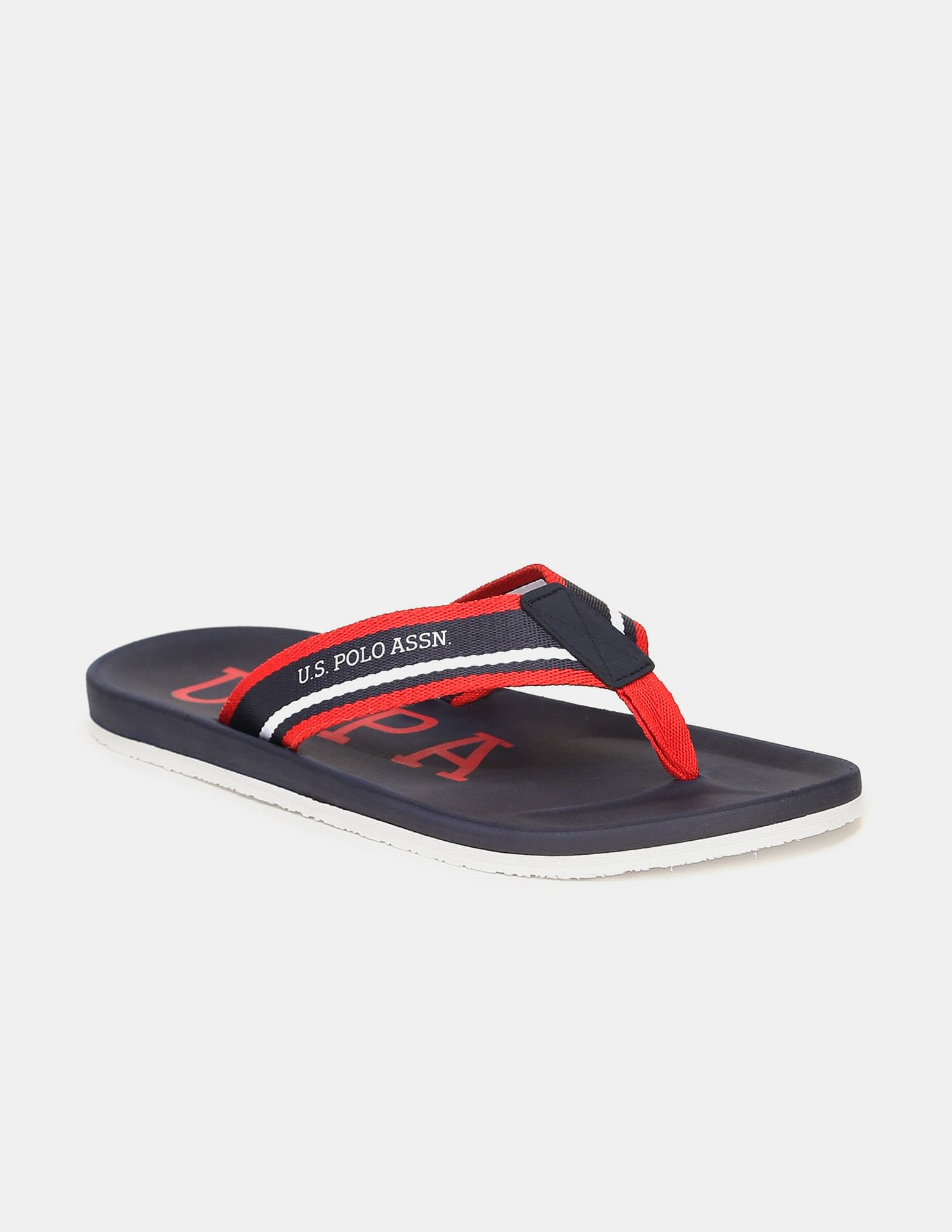Brand Print Non-Skid Pieres Flip Flops Navy - U.S. Polo Assn. India | Large