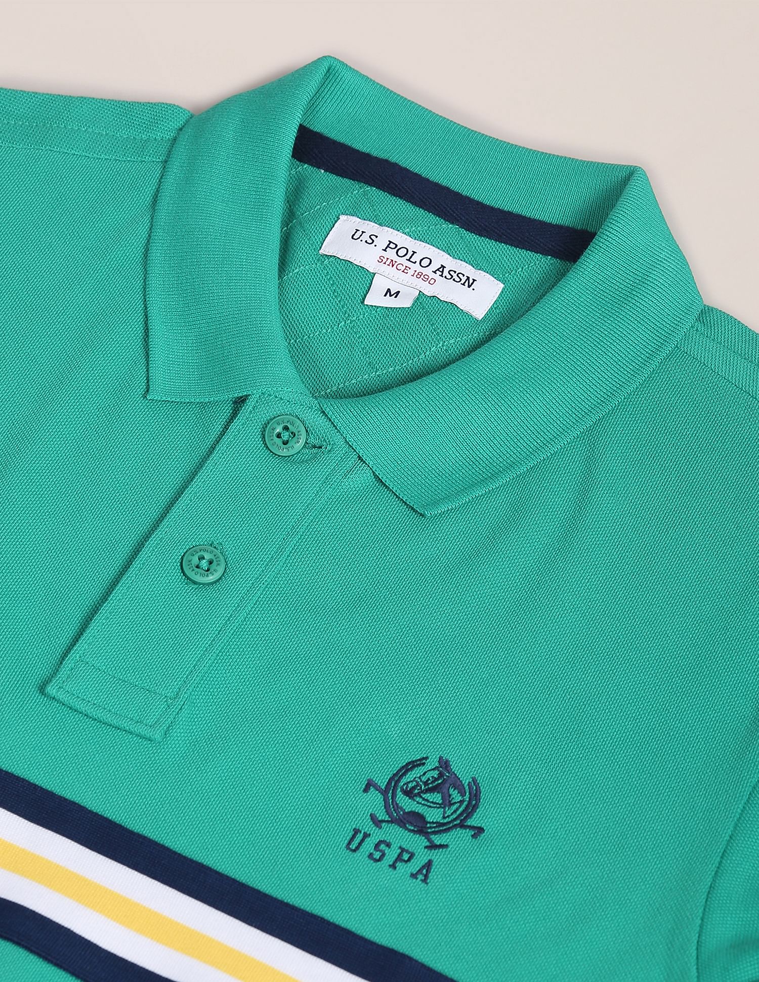 Brand Tape Cotton Polo Shirt Green - U.S. Polo Assn. India | Large