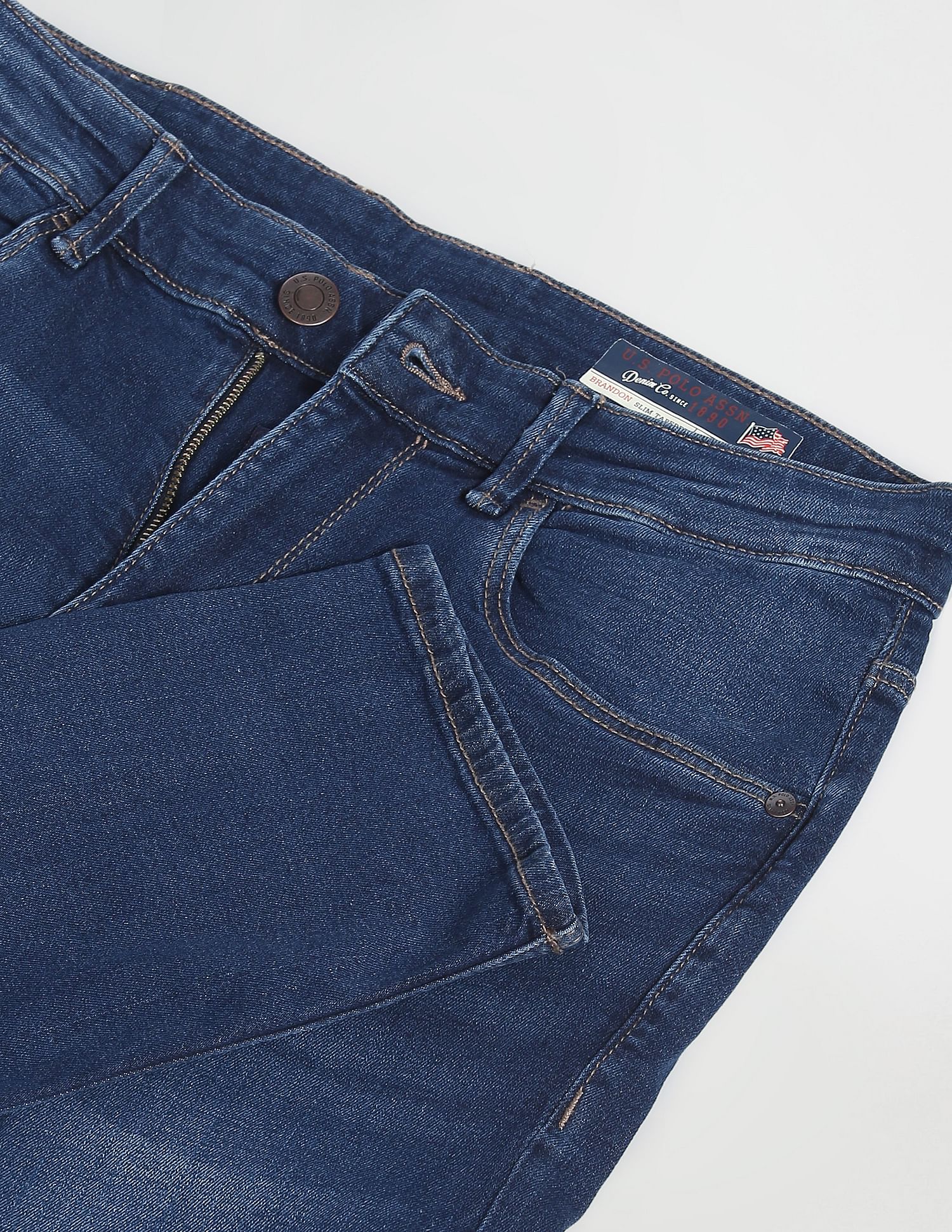 Brandon Slim Tapered Fit Stone Wash Jeans Blue - U.S. Polo Assn. India | Large