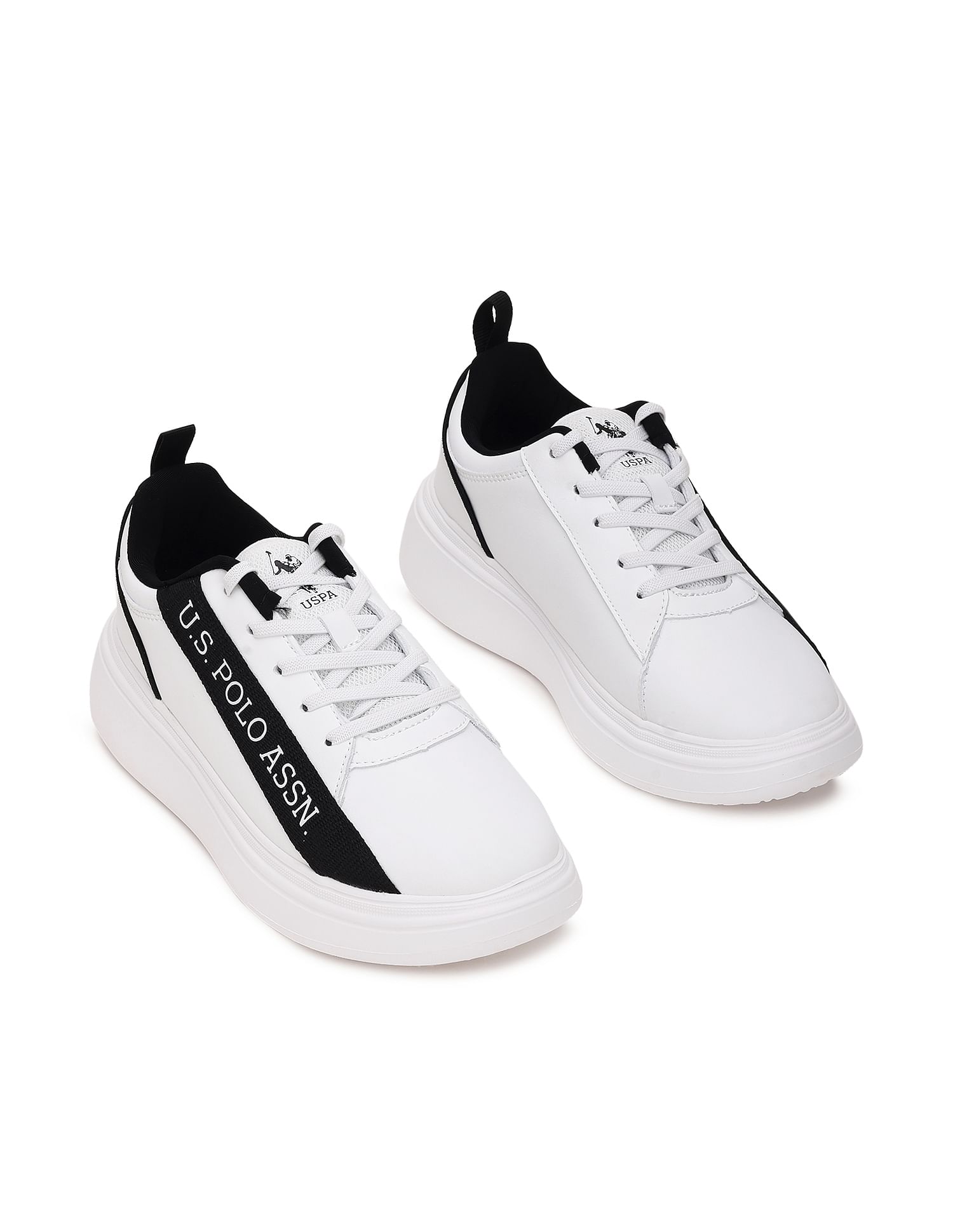 Women Brand Tape Lianna Sneakers White and Black - U.S. POLO ASSN. | Large
