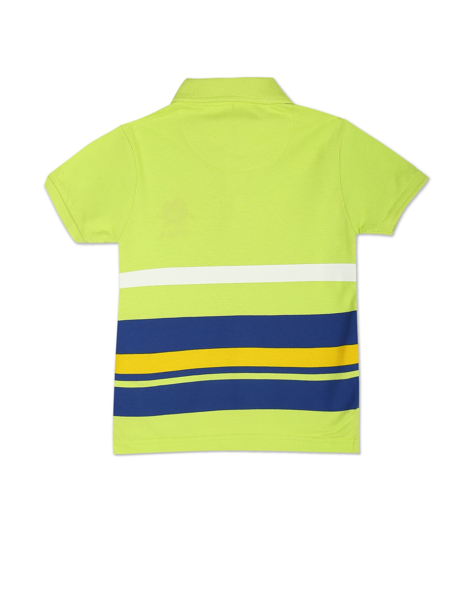 Horizontal Stripe Cotton Pique Polo Shirt Neon Green - U.S. POLO ASSN. | Large