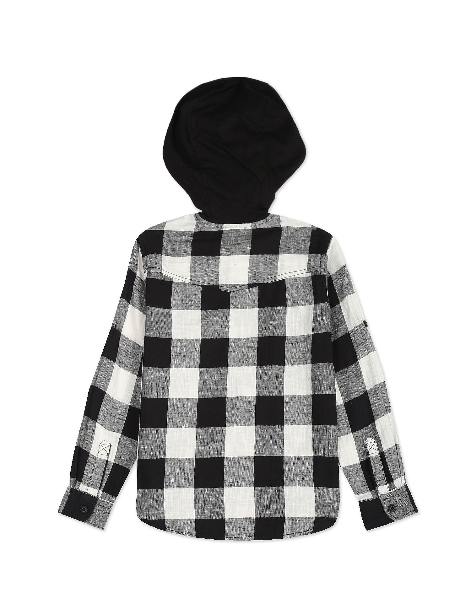 Hooded Buffalo Check Cotton Shirt White - U.S. POLO ASSN. | Large