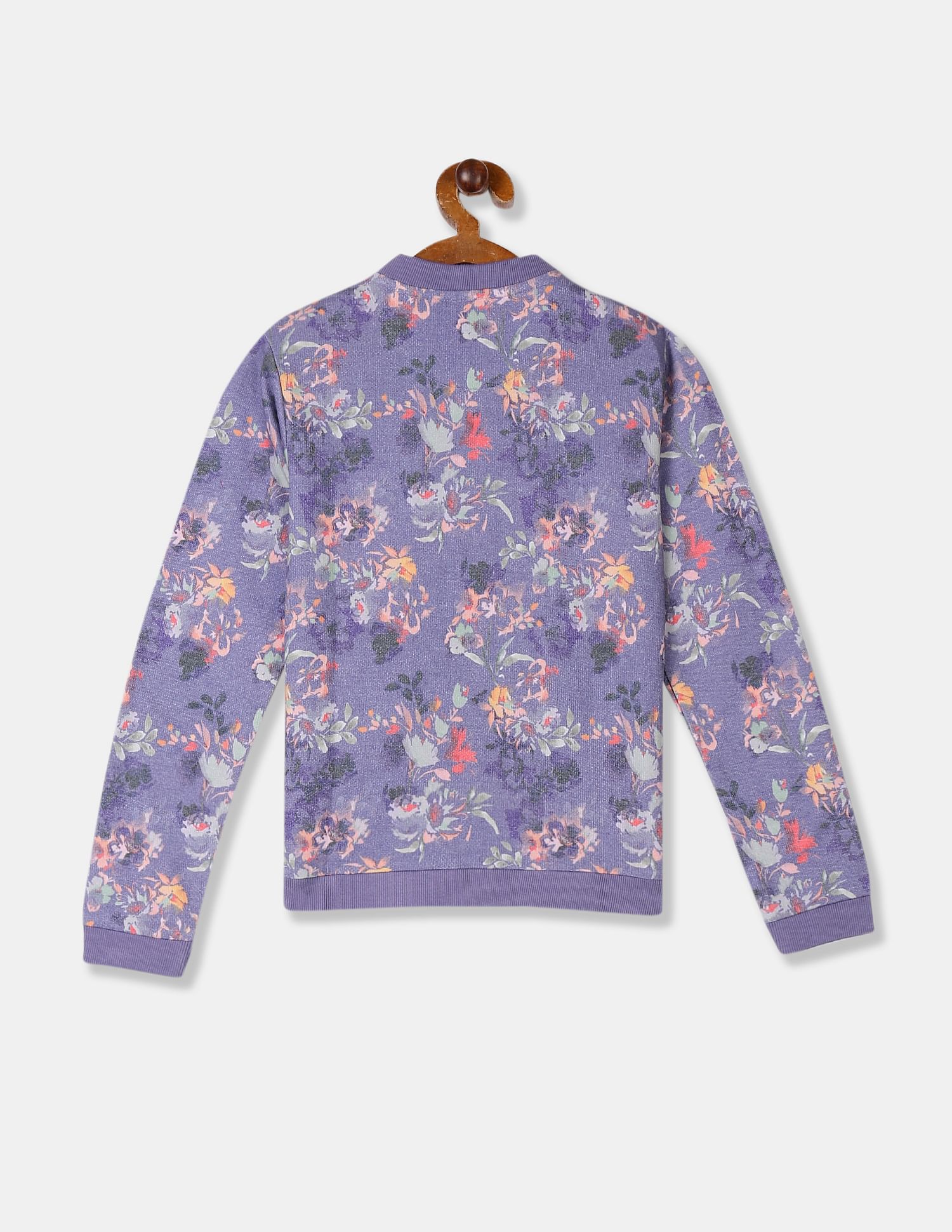 Girls Purple Bomber Style Printed Sweatshirt Purple - U.S. POLO ASSN. | Large