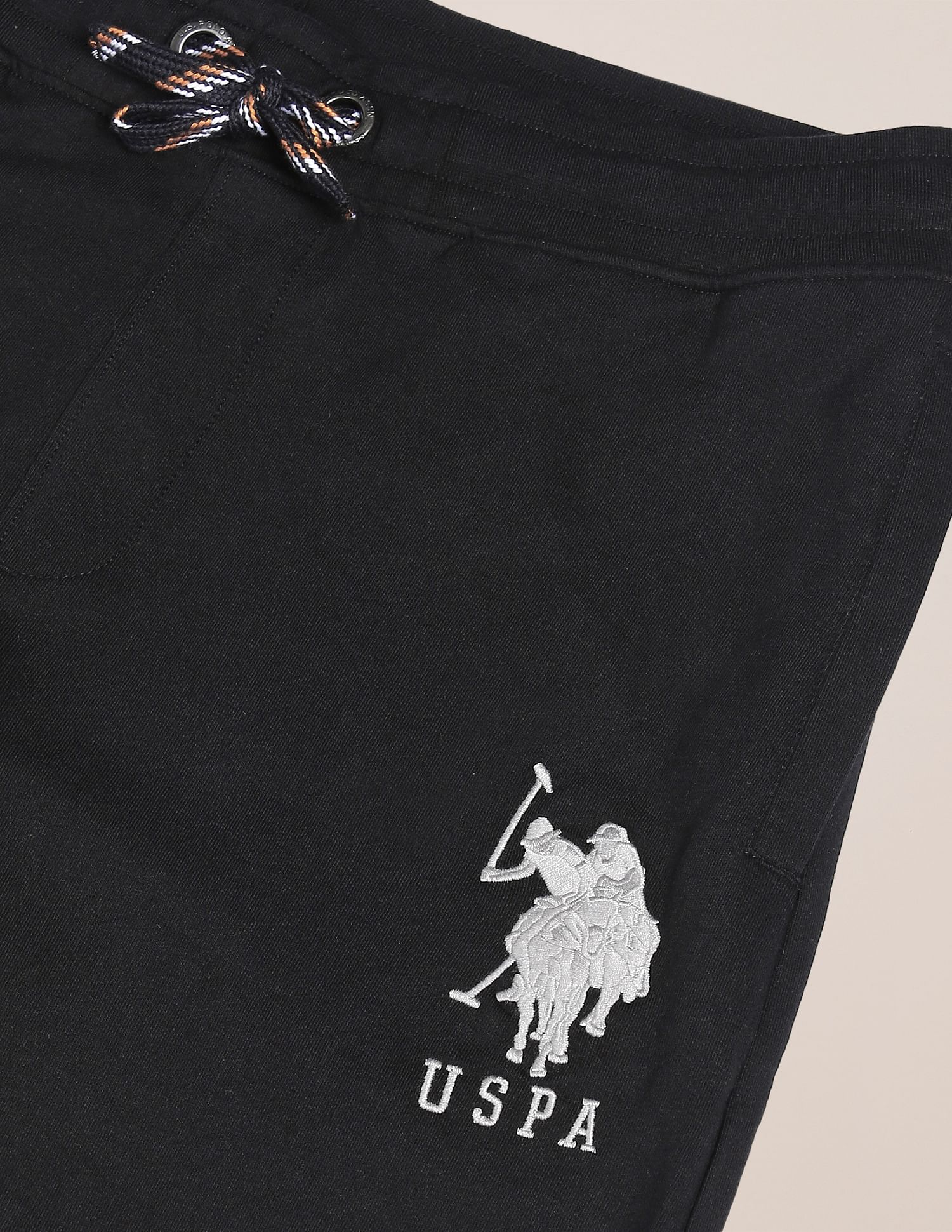 Men Black Mid Rise Solid Track Pants Black - U.S. POLO ASSN. | Large