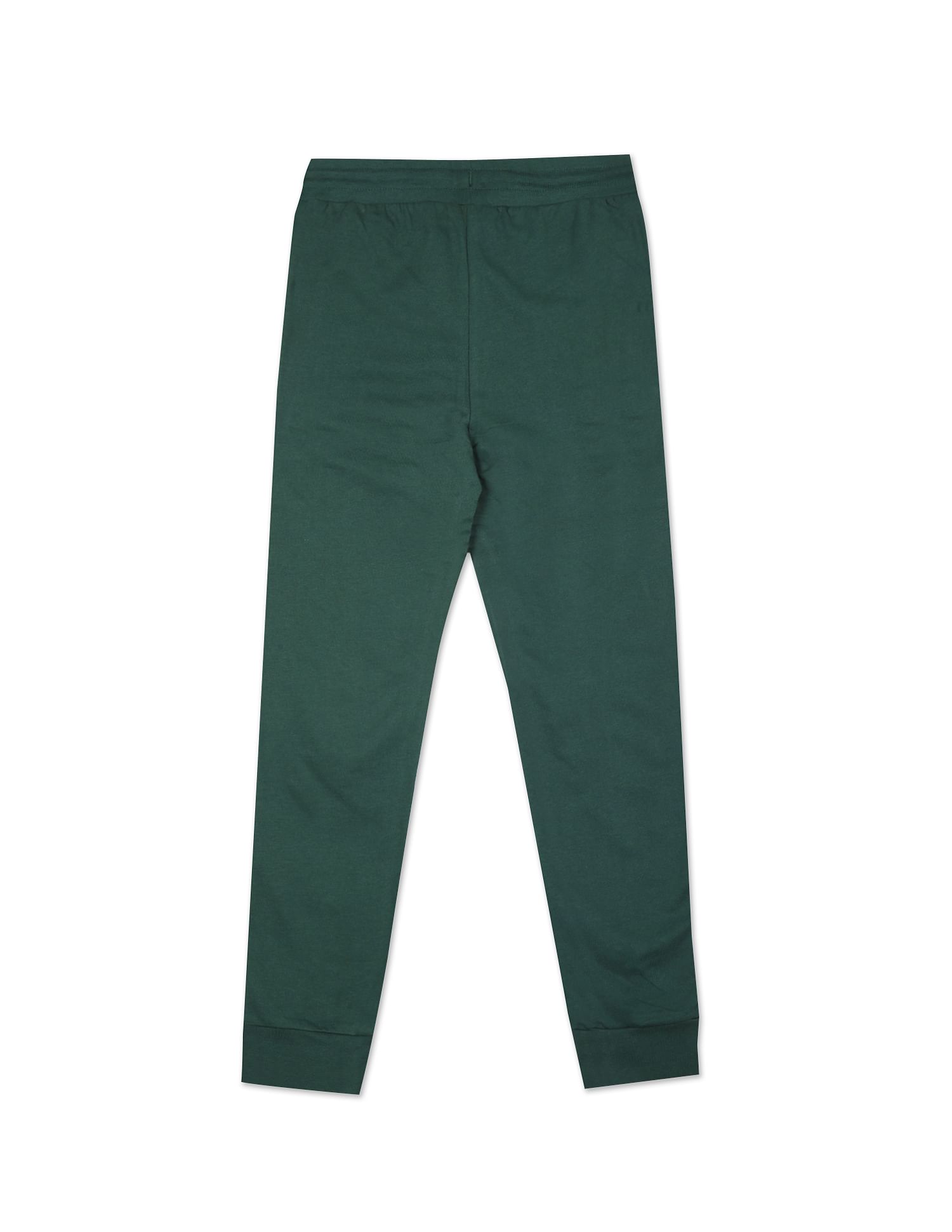 Boys Dark Green Mid Rise Brand Print Joggers Dark Green - U.S. Polo Assn. India | Large
