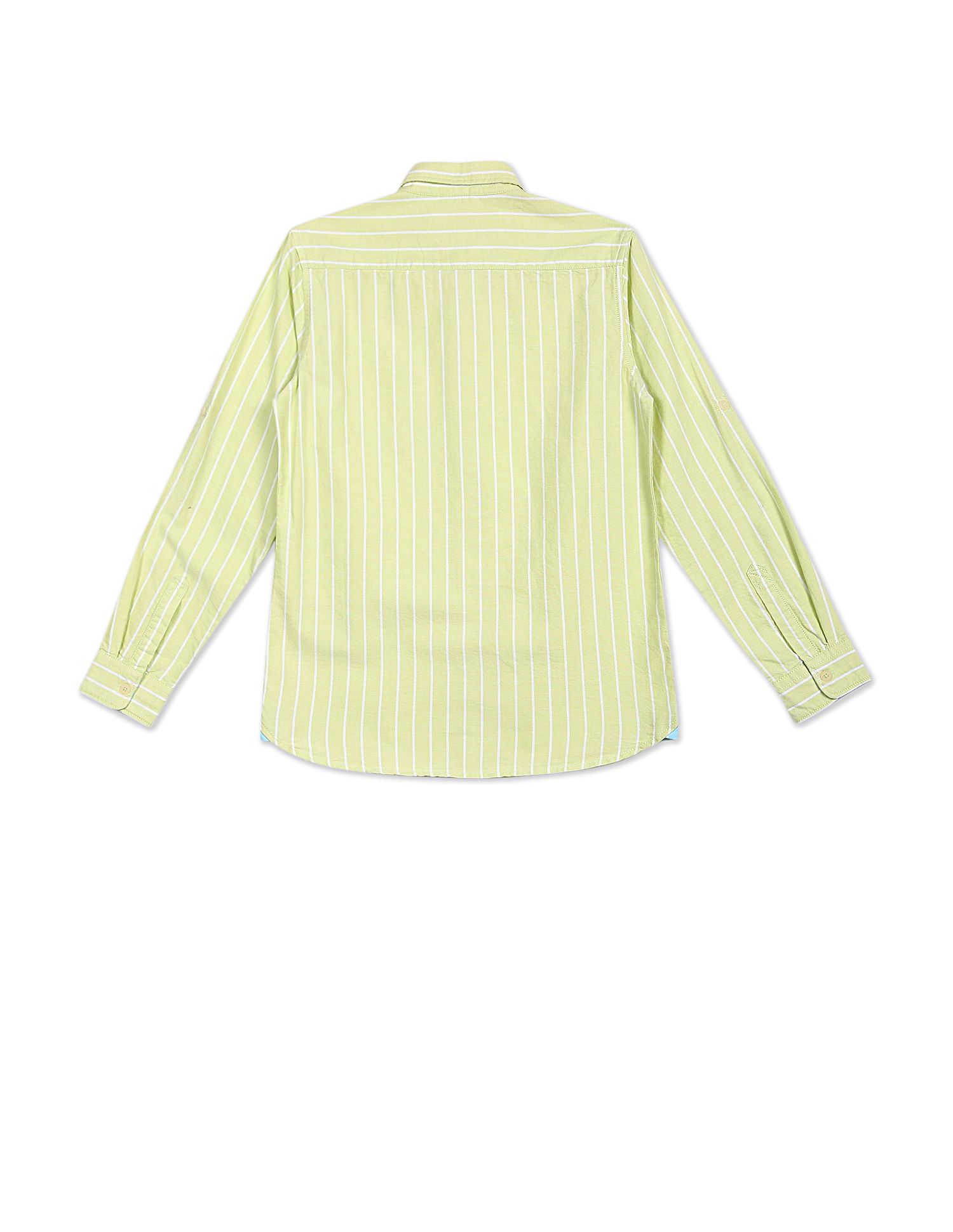 Button Down Collar Vertical Stripe Shirt Light Green - U.S. POLO ASSN. | Large