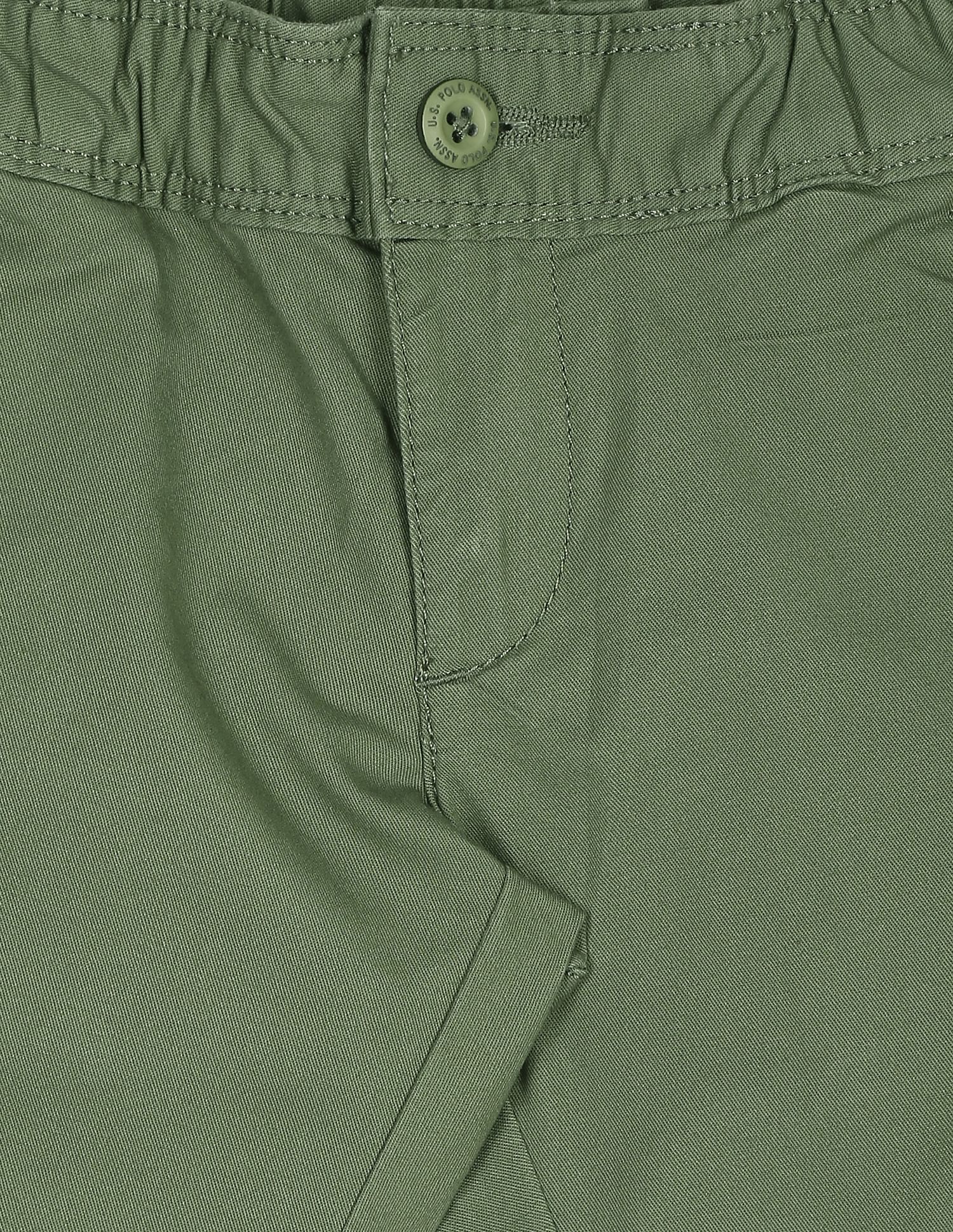 Elasticised Waist Solid Trousers Olive - U.S. Polo Assn. India | Large