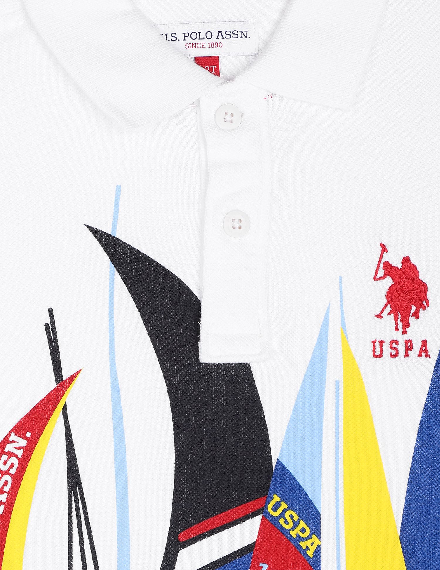Graphic Print Pique Polo Shirt White - U.S. POLO ASSN. | Large