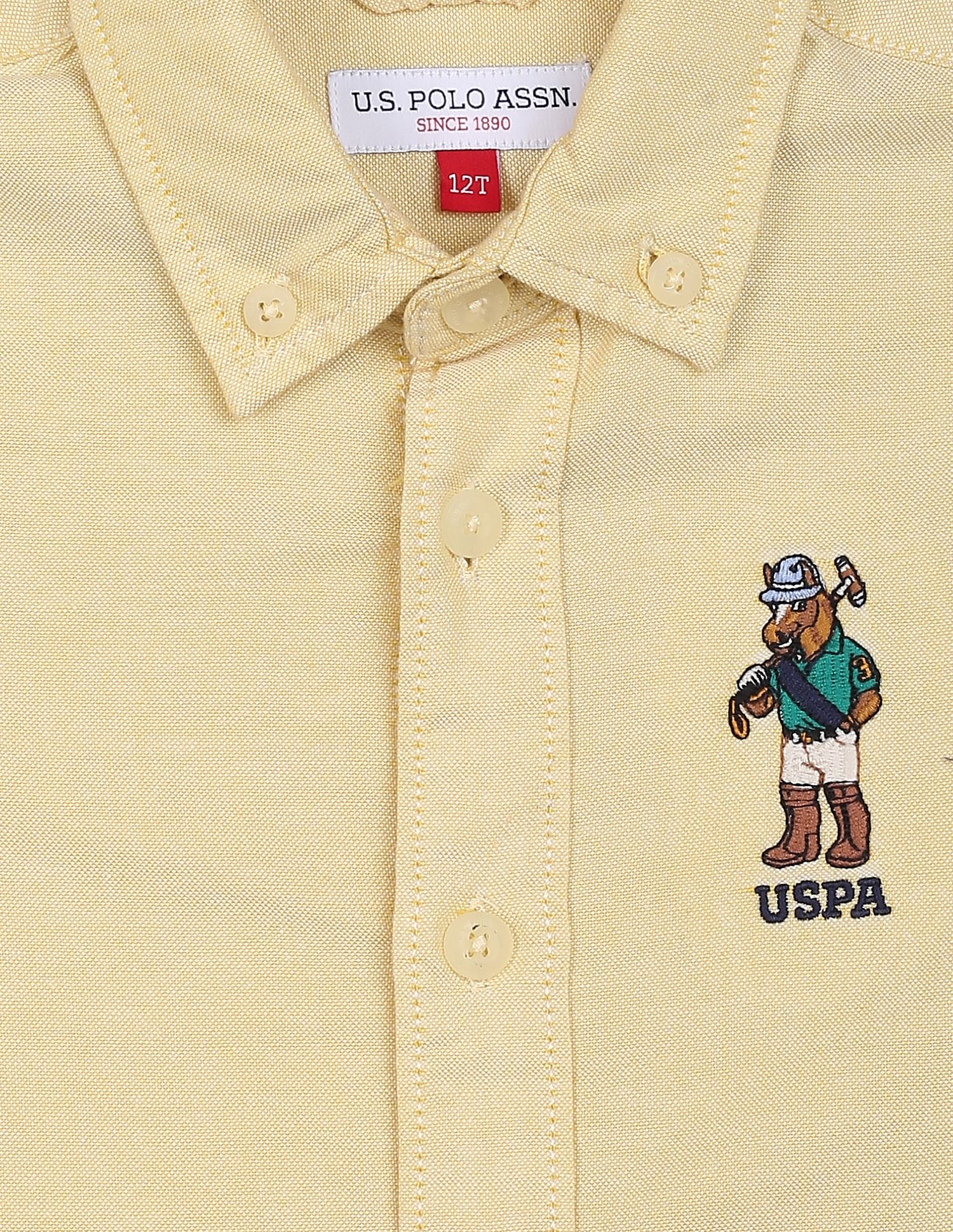 Solid Cotton Shirt Yellow - U.S. POLO ASSN. | Large