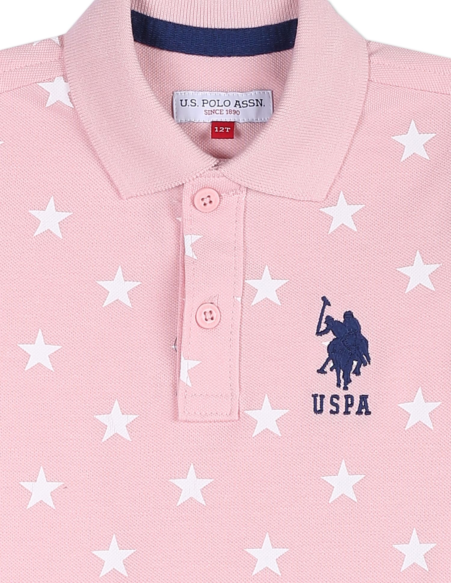 Graphic Print Cotton Polo Shirt Pink - U.S. POLO ASSN. | Large